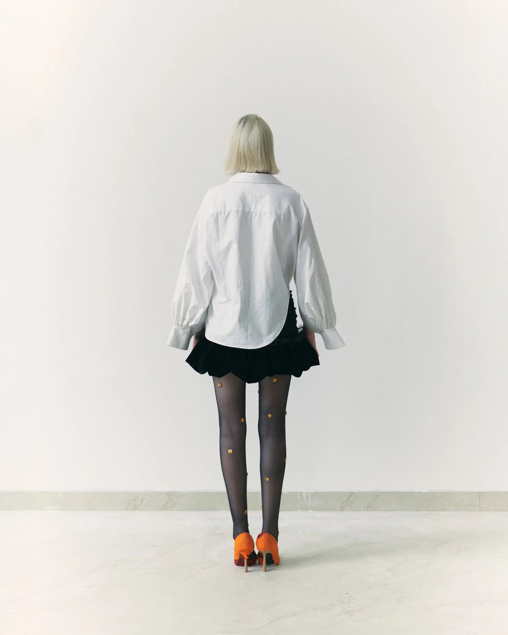 Black Velvet Balloon Hem Skirt
