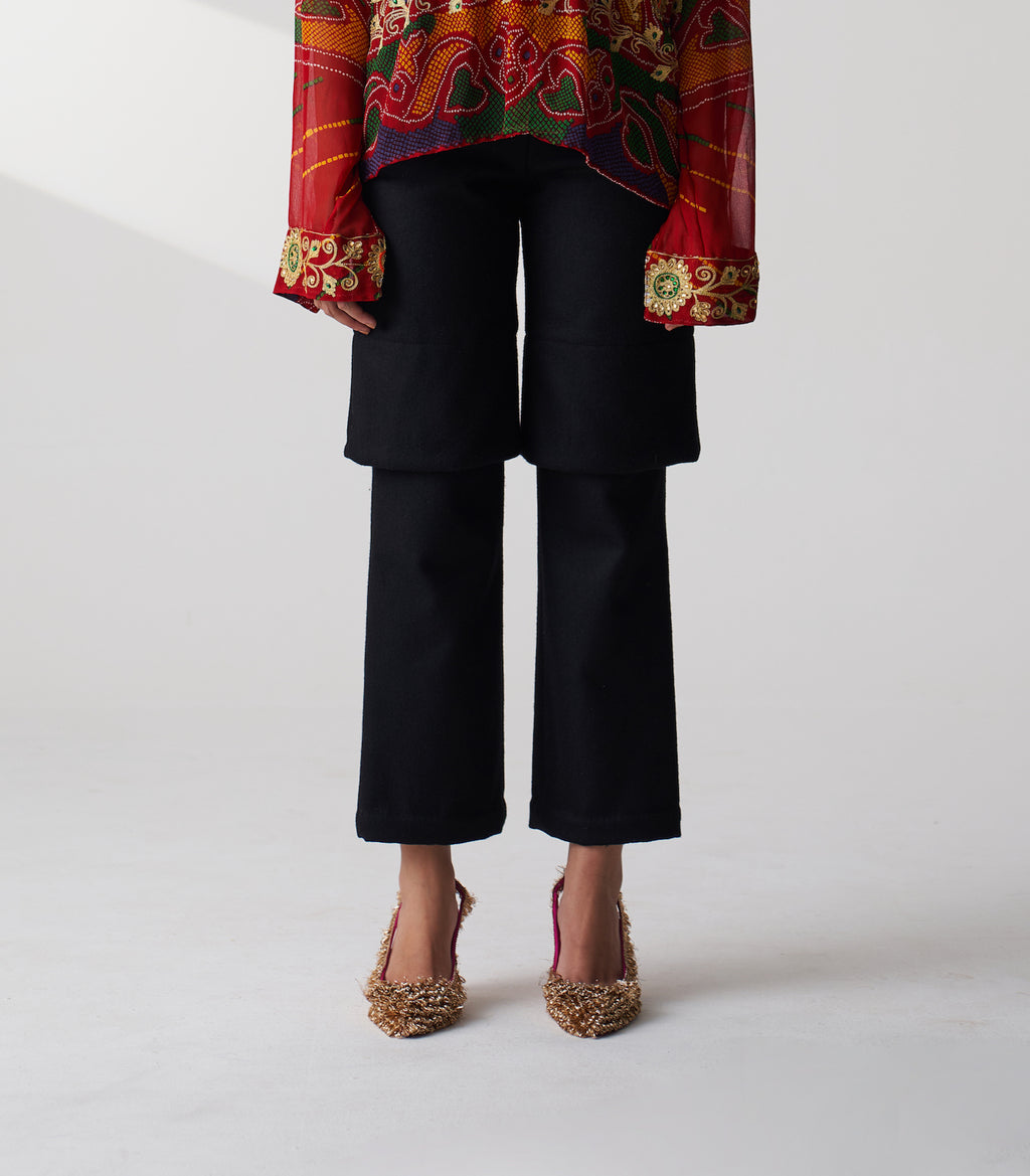 Black Layered Trousers