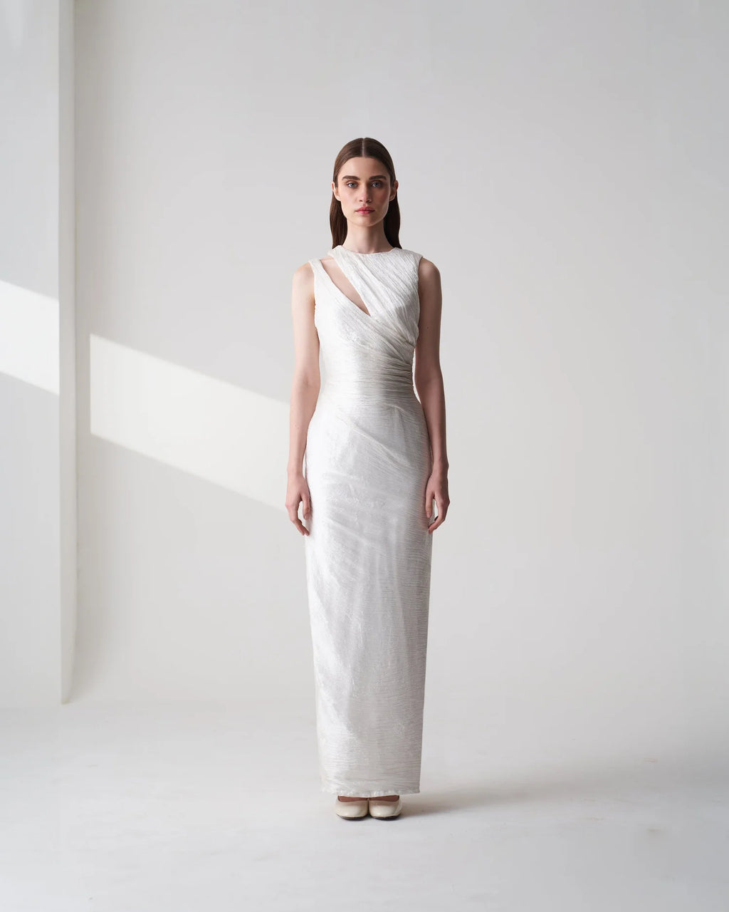 Draped White Dress