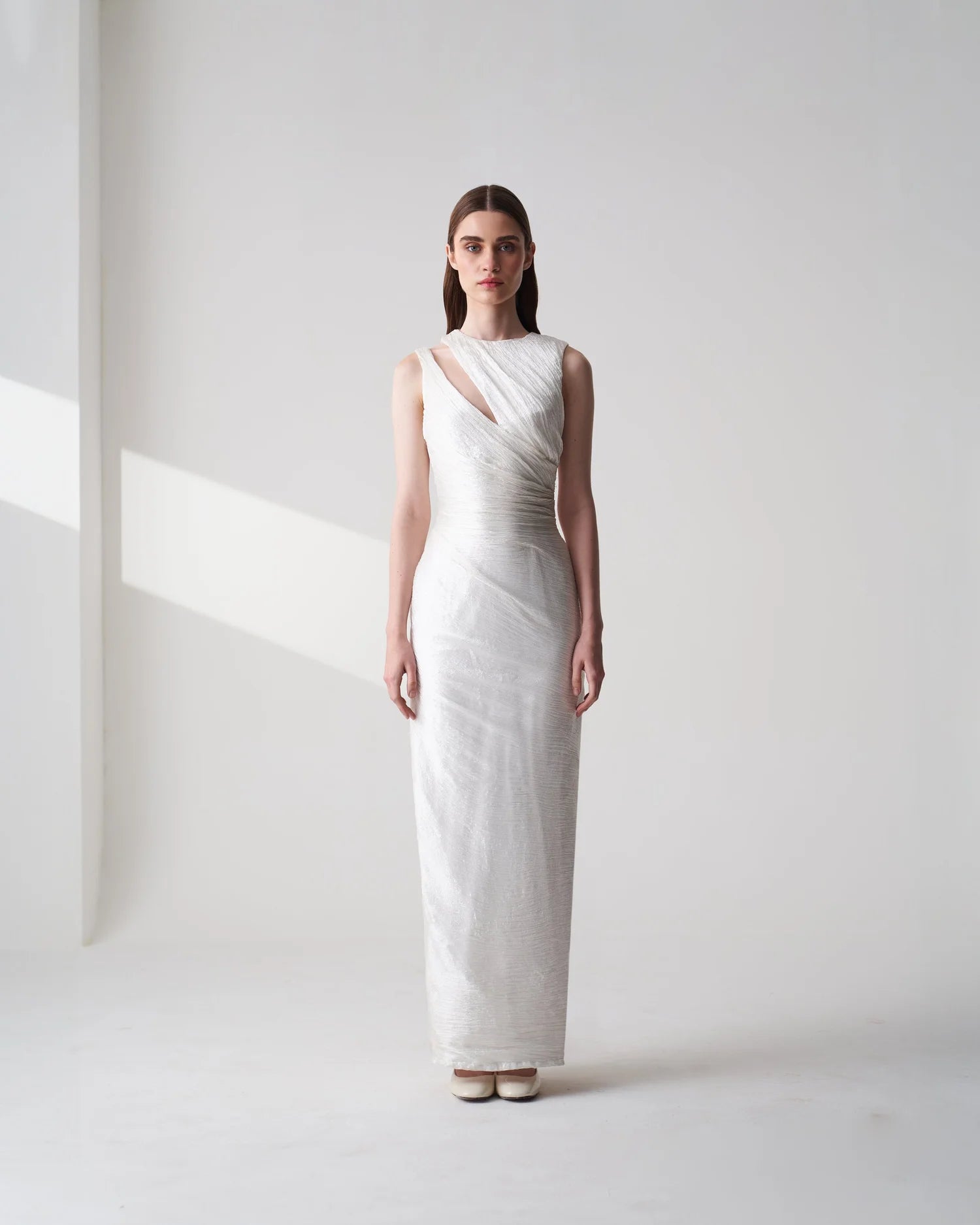 Draped White Dress