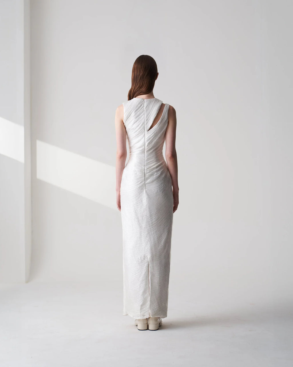 Draped White Dress
