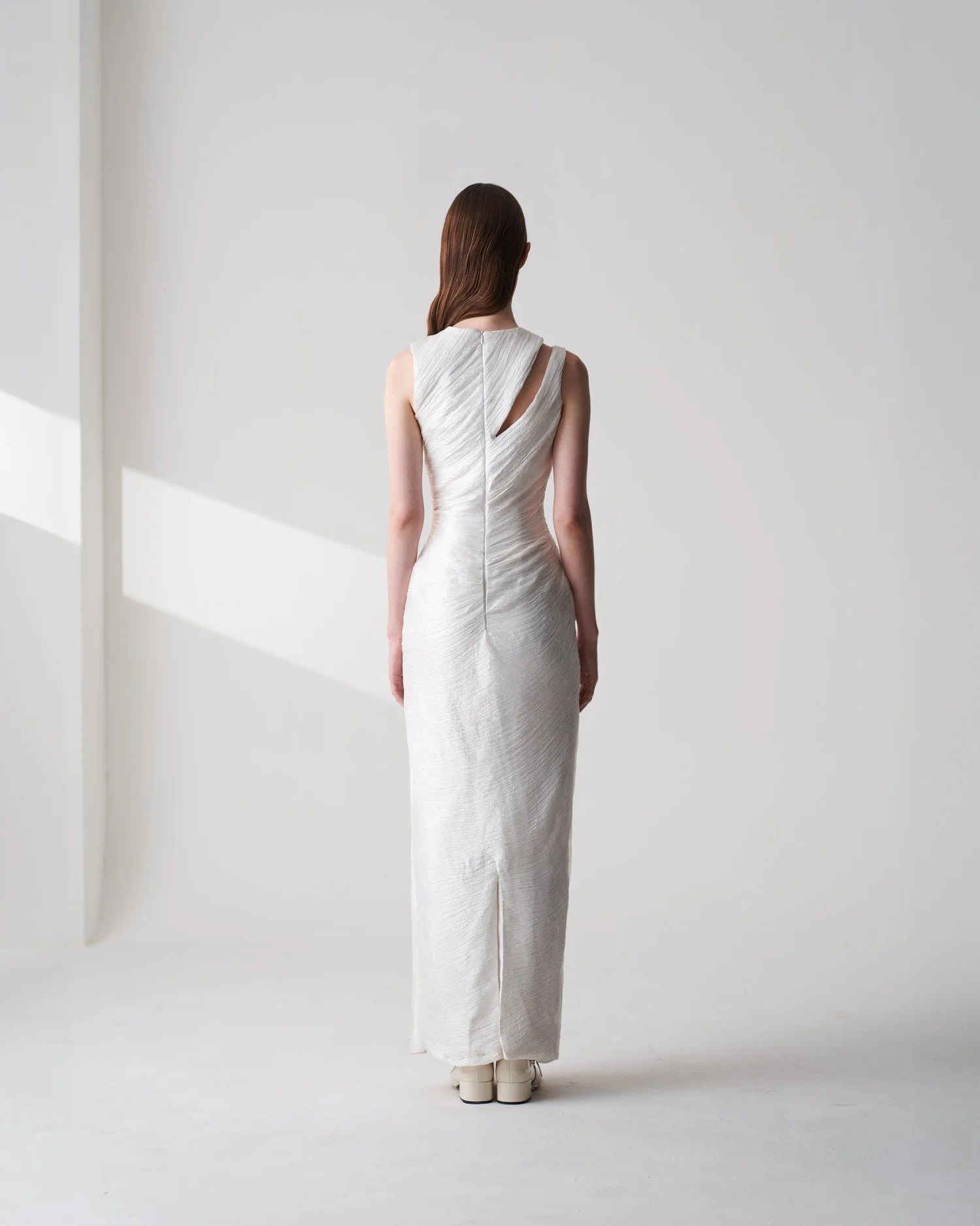 Draped White Dress