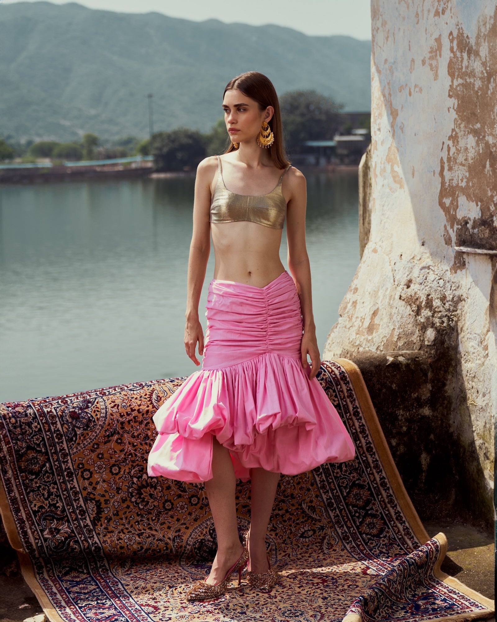 Pink Handwoven Cotton Balloon Skirt