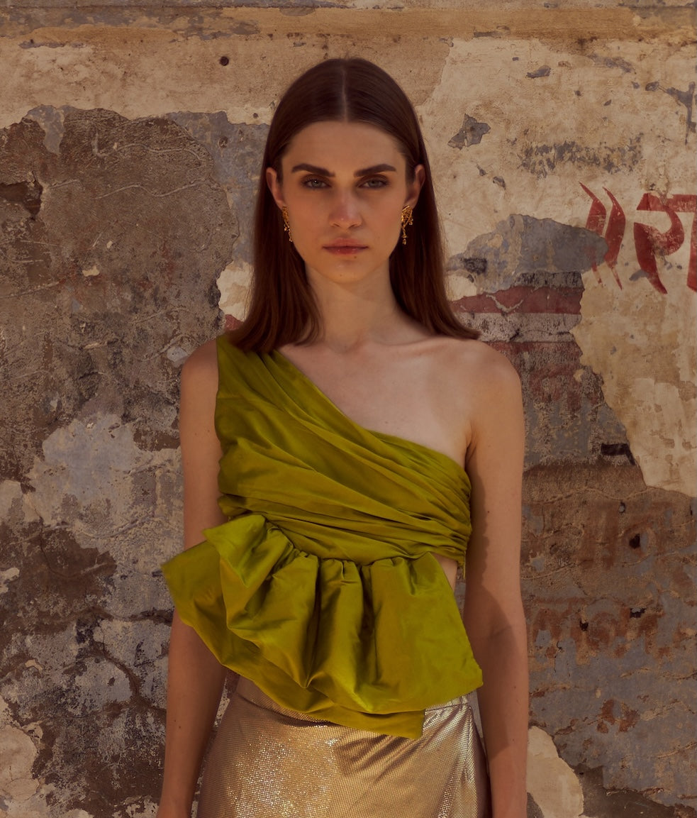 Green Taffeta Top