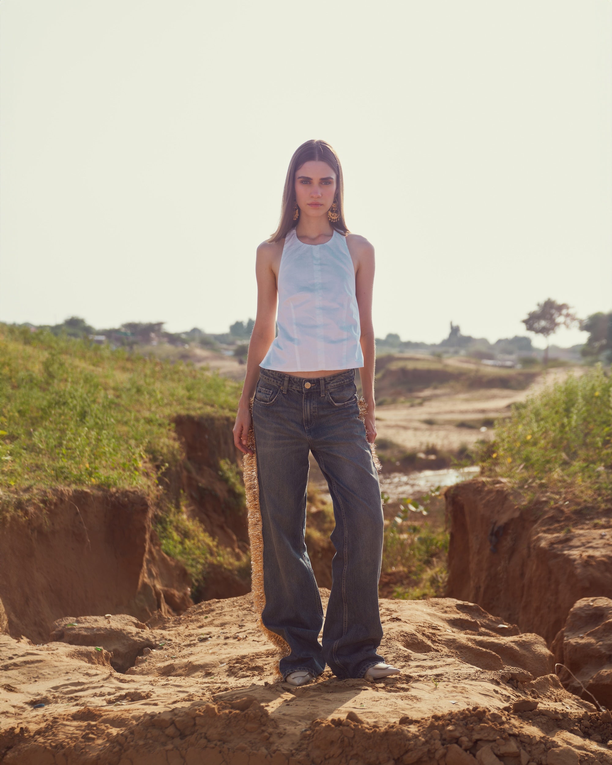 White Khadi Cotton Top