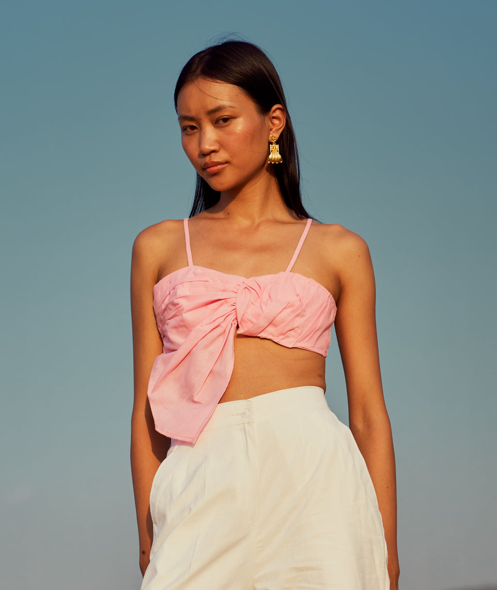 Pink Handwoven Cotton Bralette