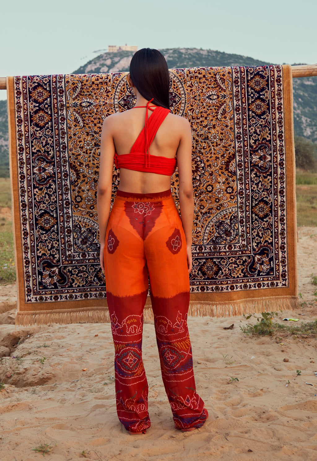 Red Handwoven Rushed Cotton Top