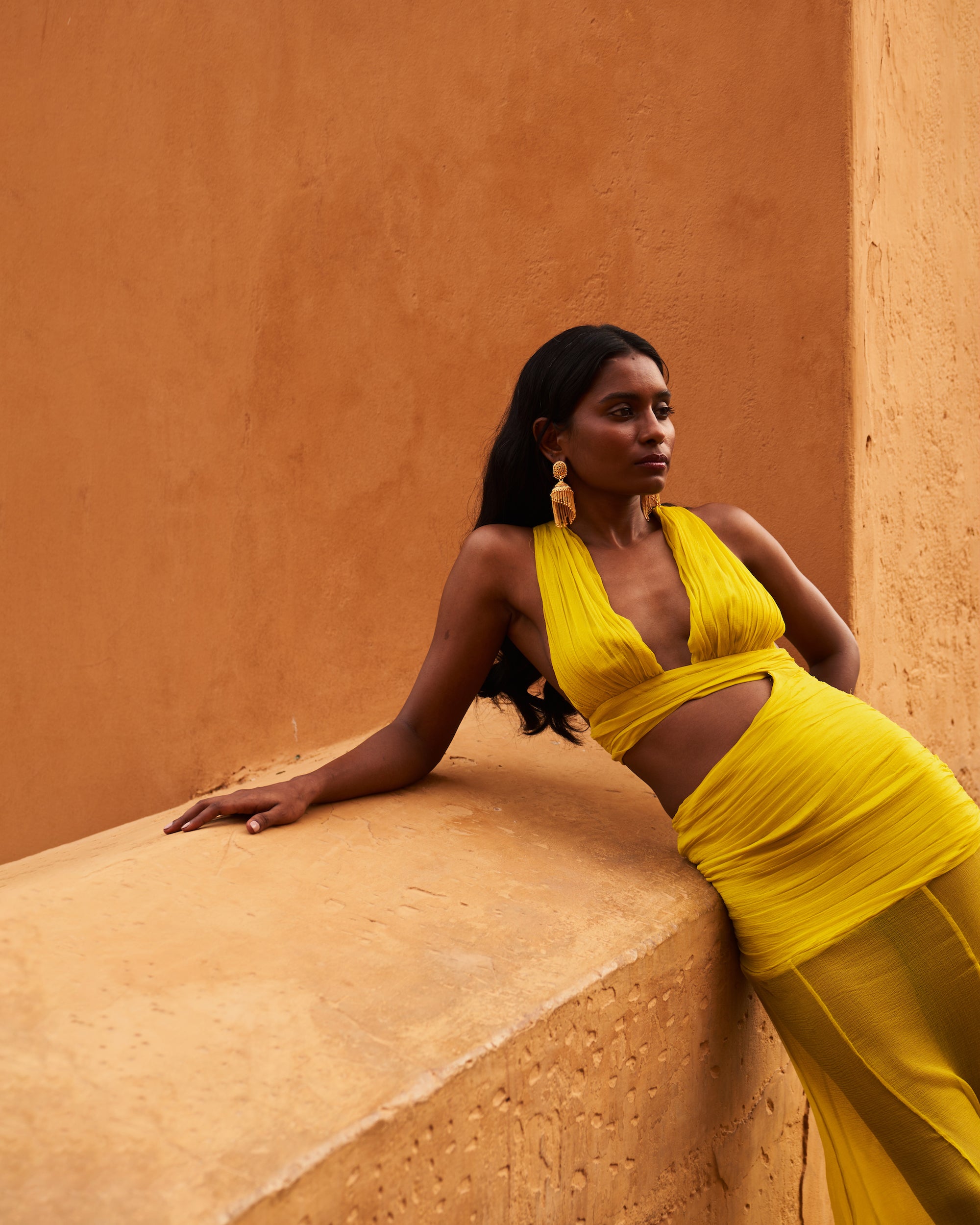 Yellow Silk Chiffon Gown