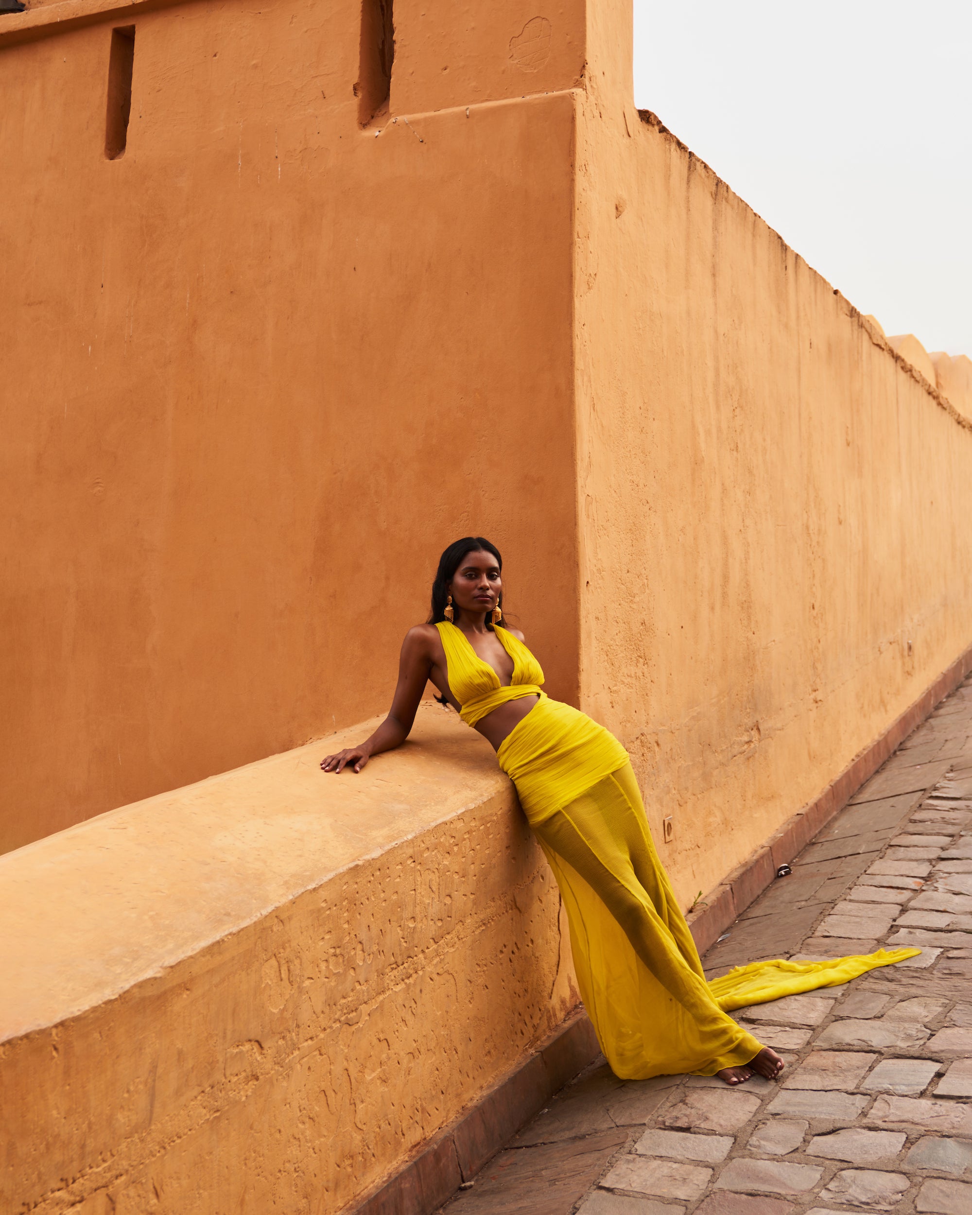 Yellow Silk Chiffon Gown