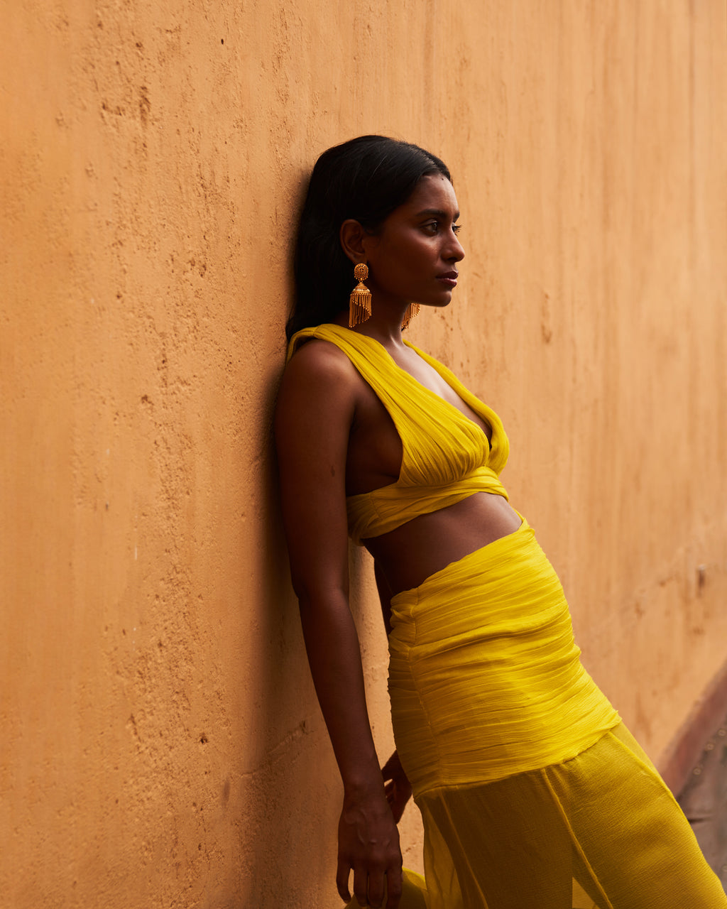 Yellow Silk Chiffon Gown