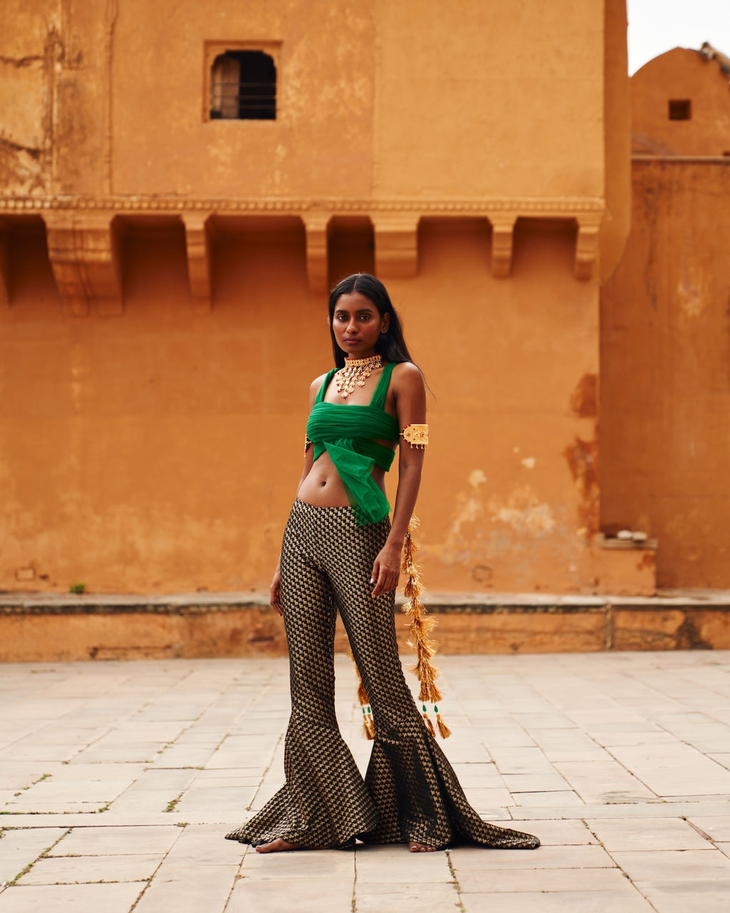 Black Brocade Trousers