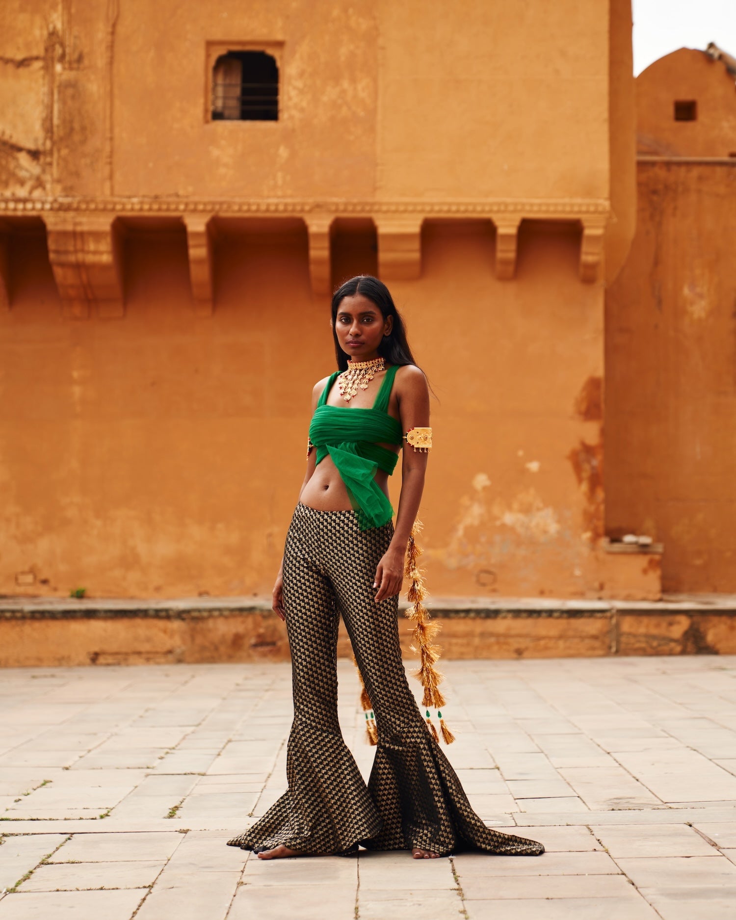 Black Brocade Trousers