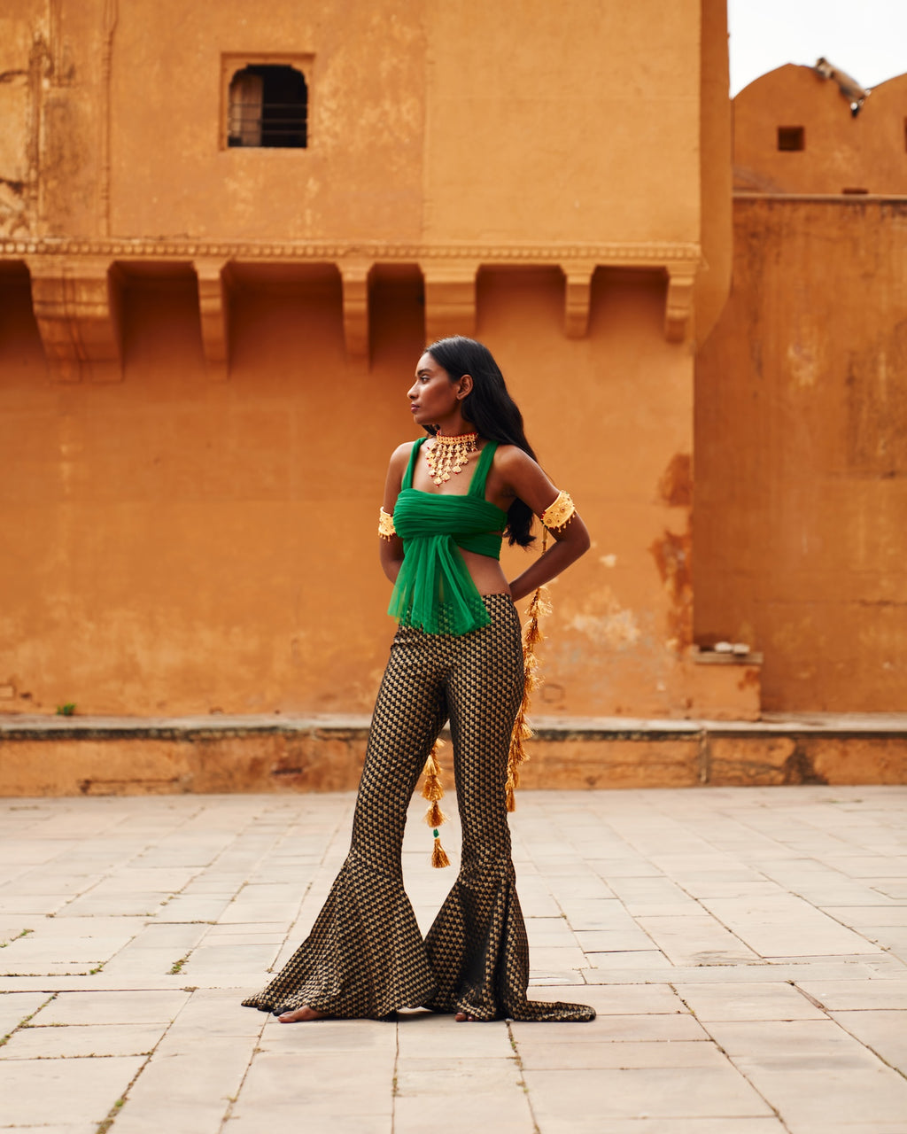 Black Brocade Trousers