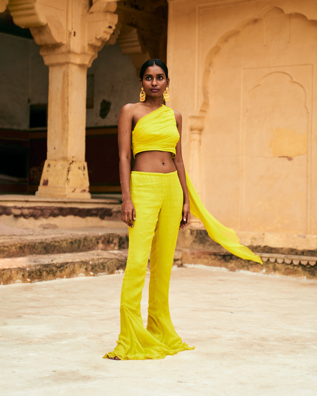 Yellow Silk Chiffon Top