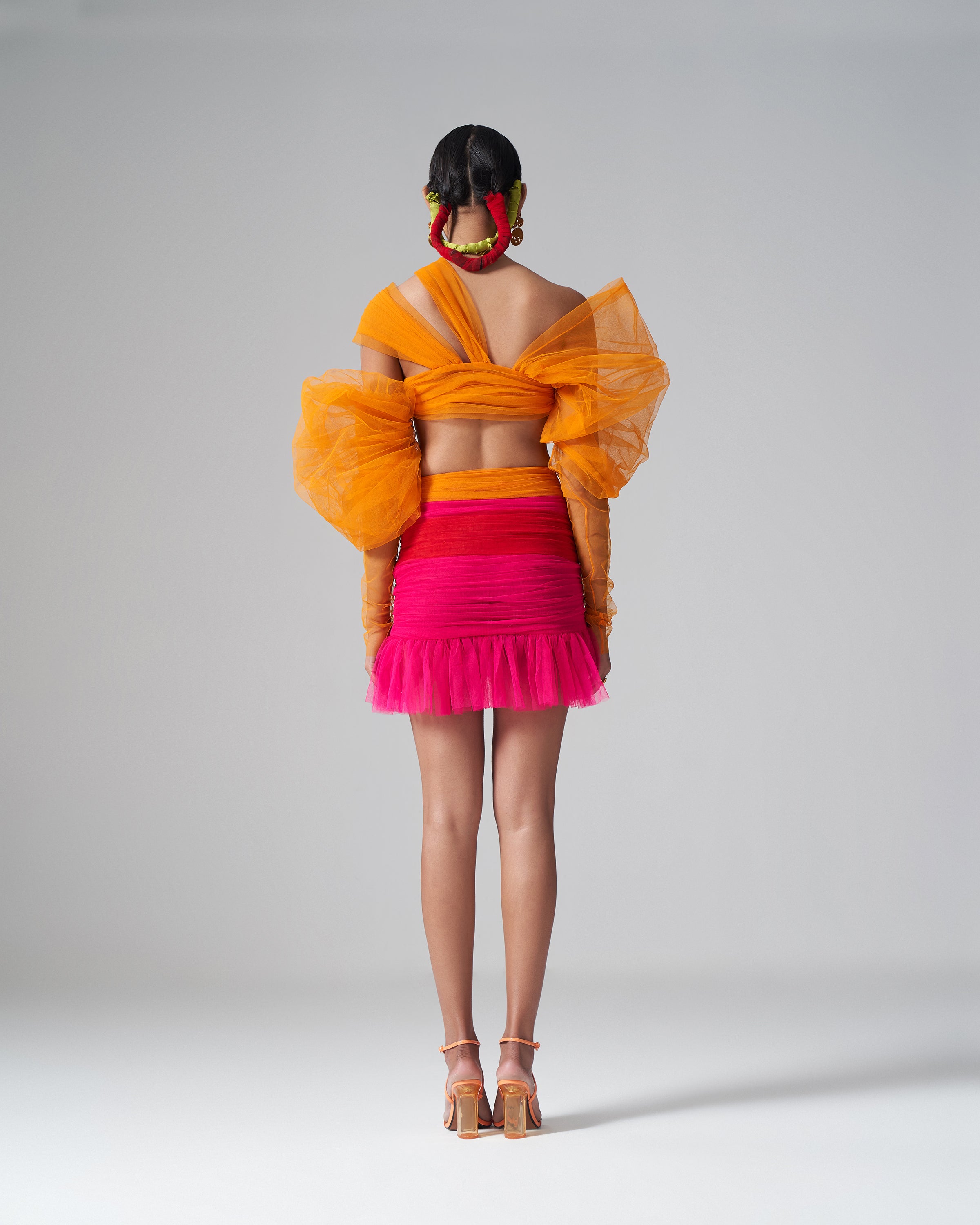 Orange Puff Sleeve Top