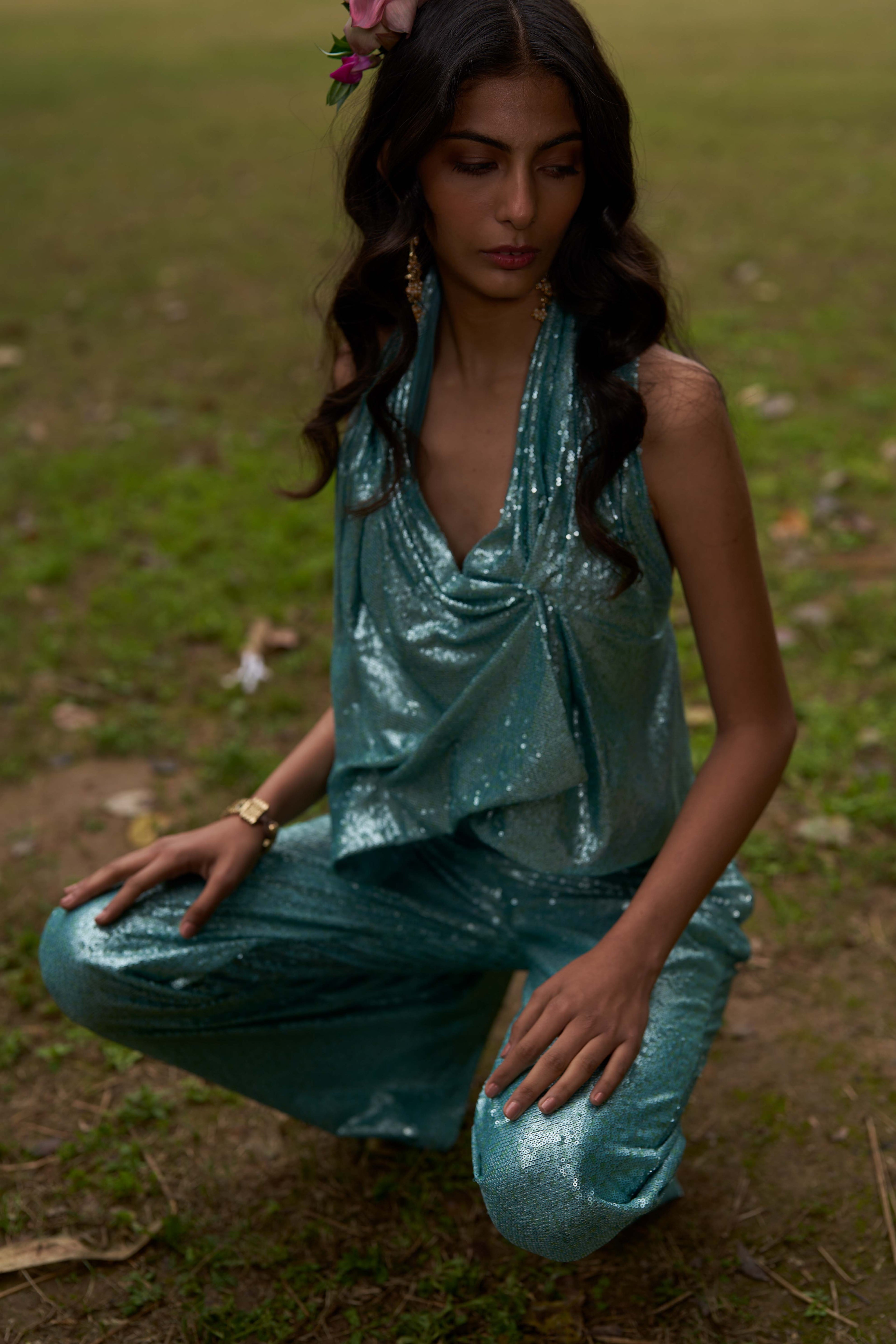 Turqoise Sequin Top