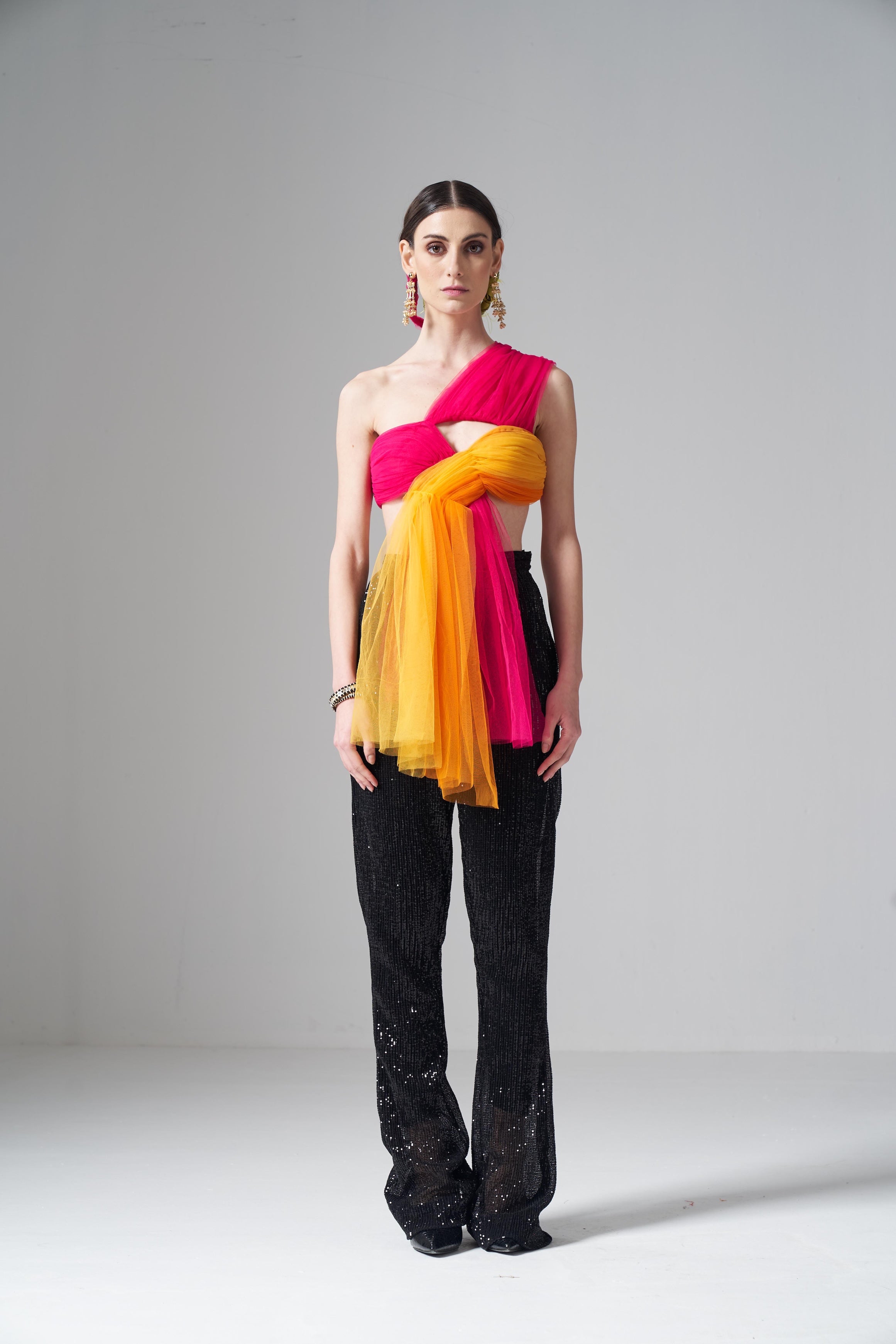 Pink Yellow Tulle Top