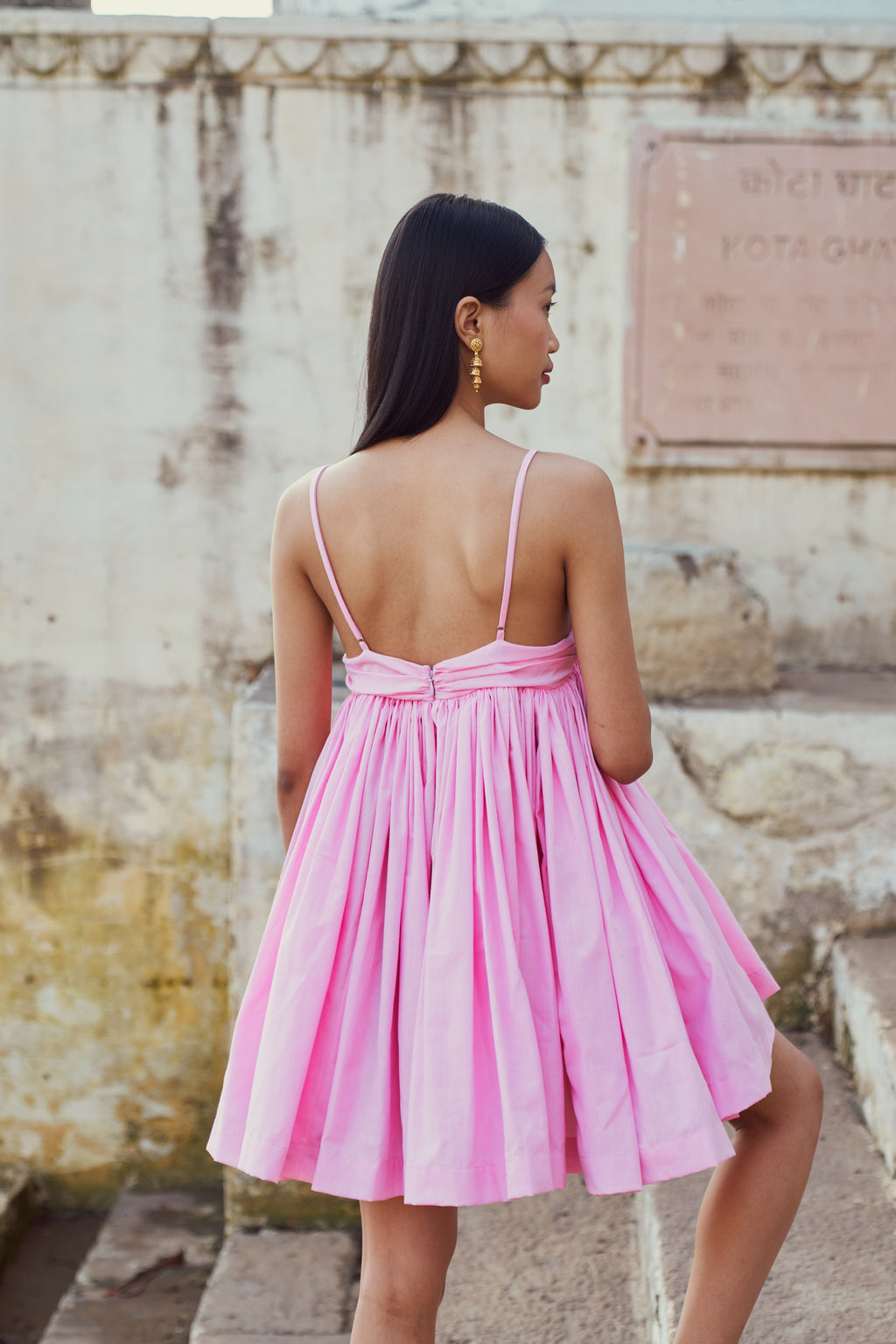 Pink Khadi Cotton Dress