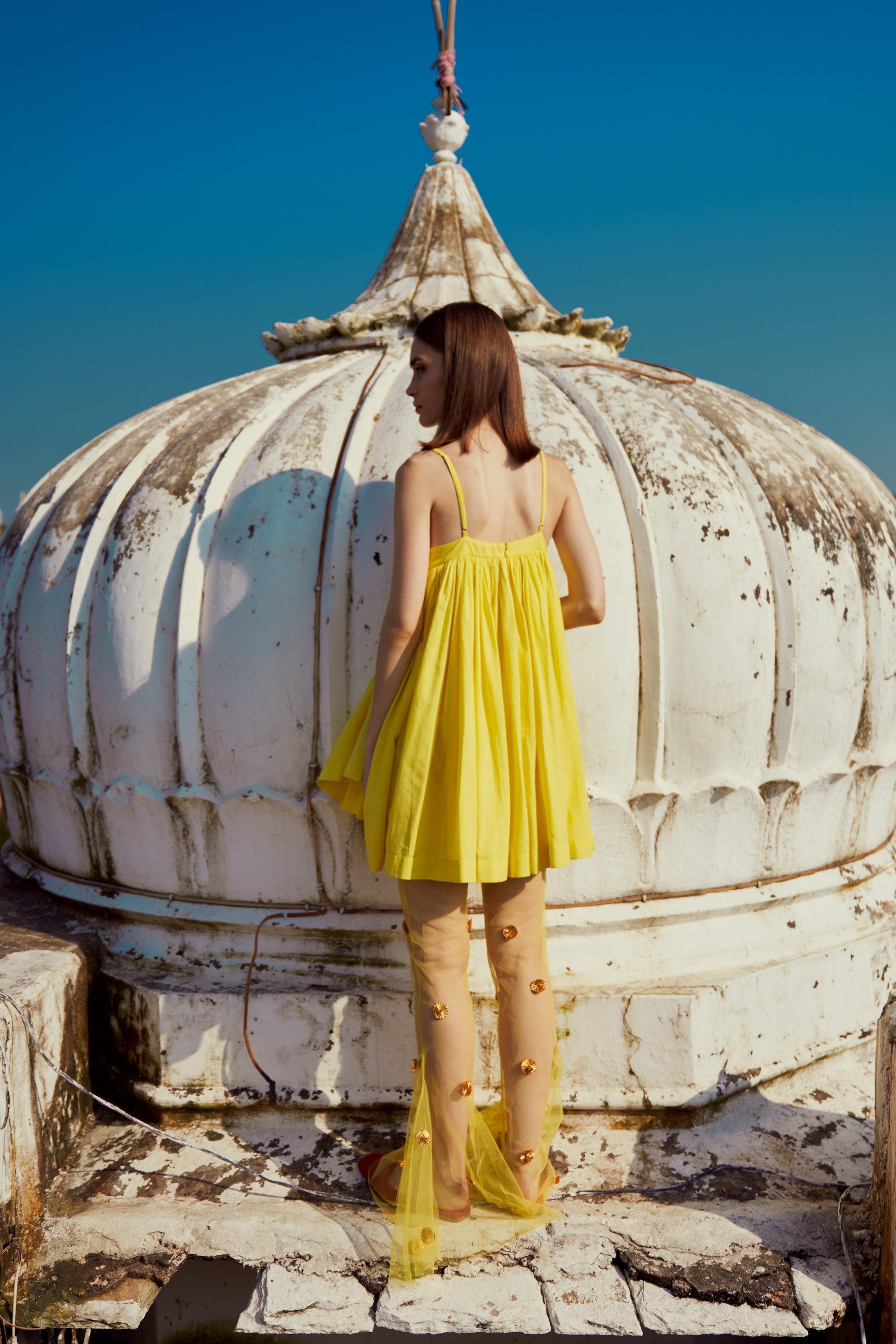 Yellow Khadi Cotton Dress