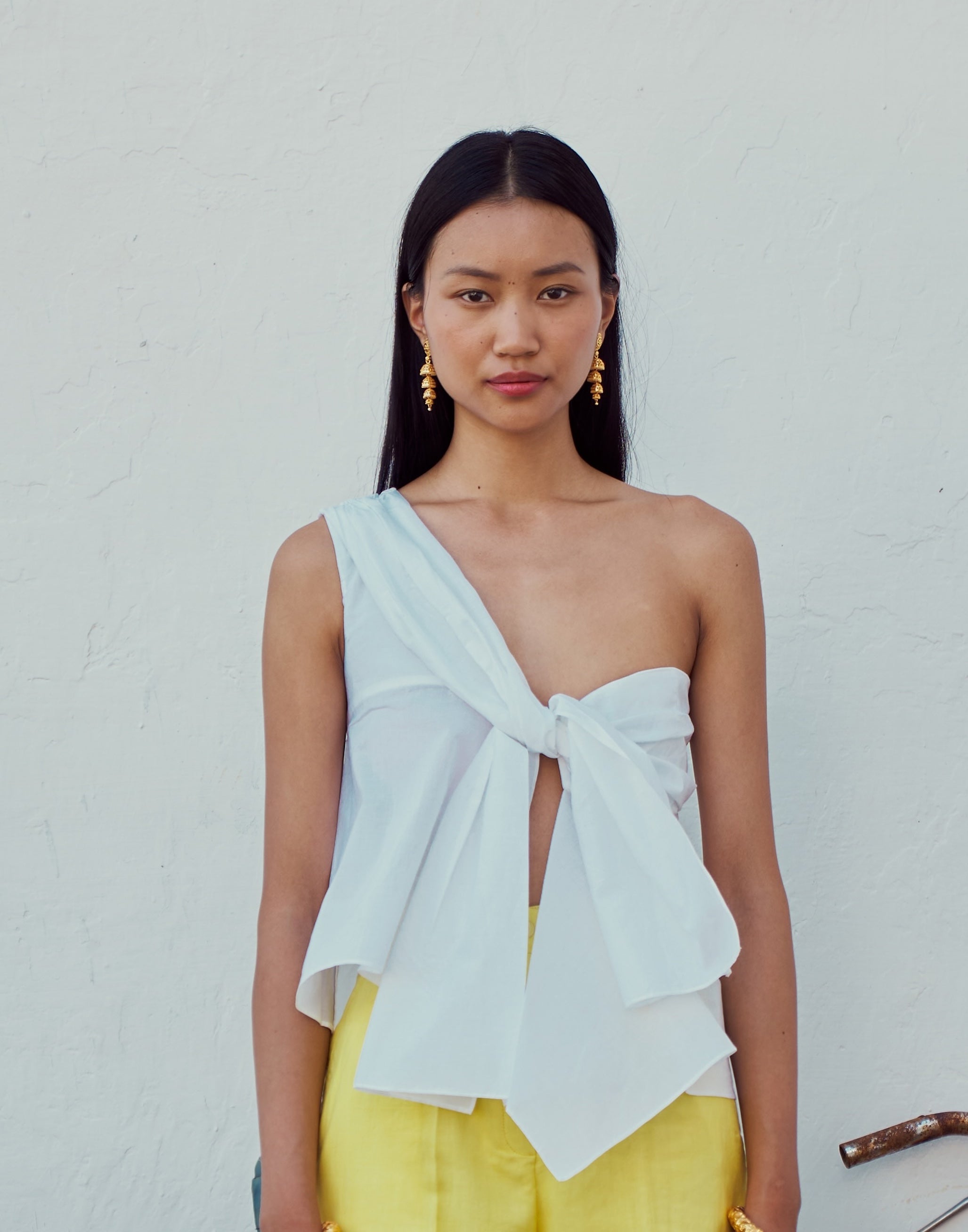 White Cotton Tie Top