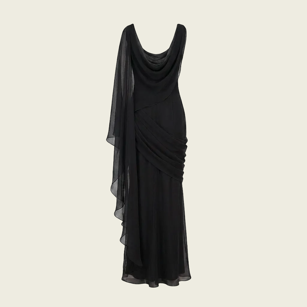 Black chiffon evening dress 