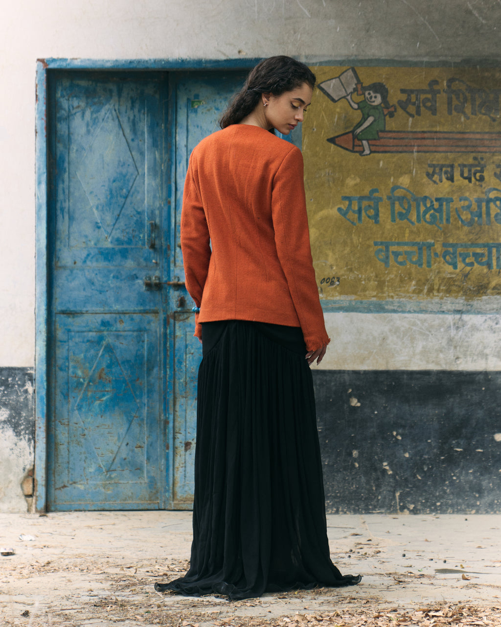 Black Chiffon Long Skirt 