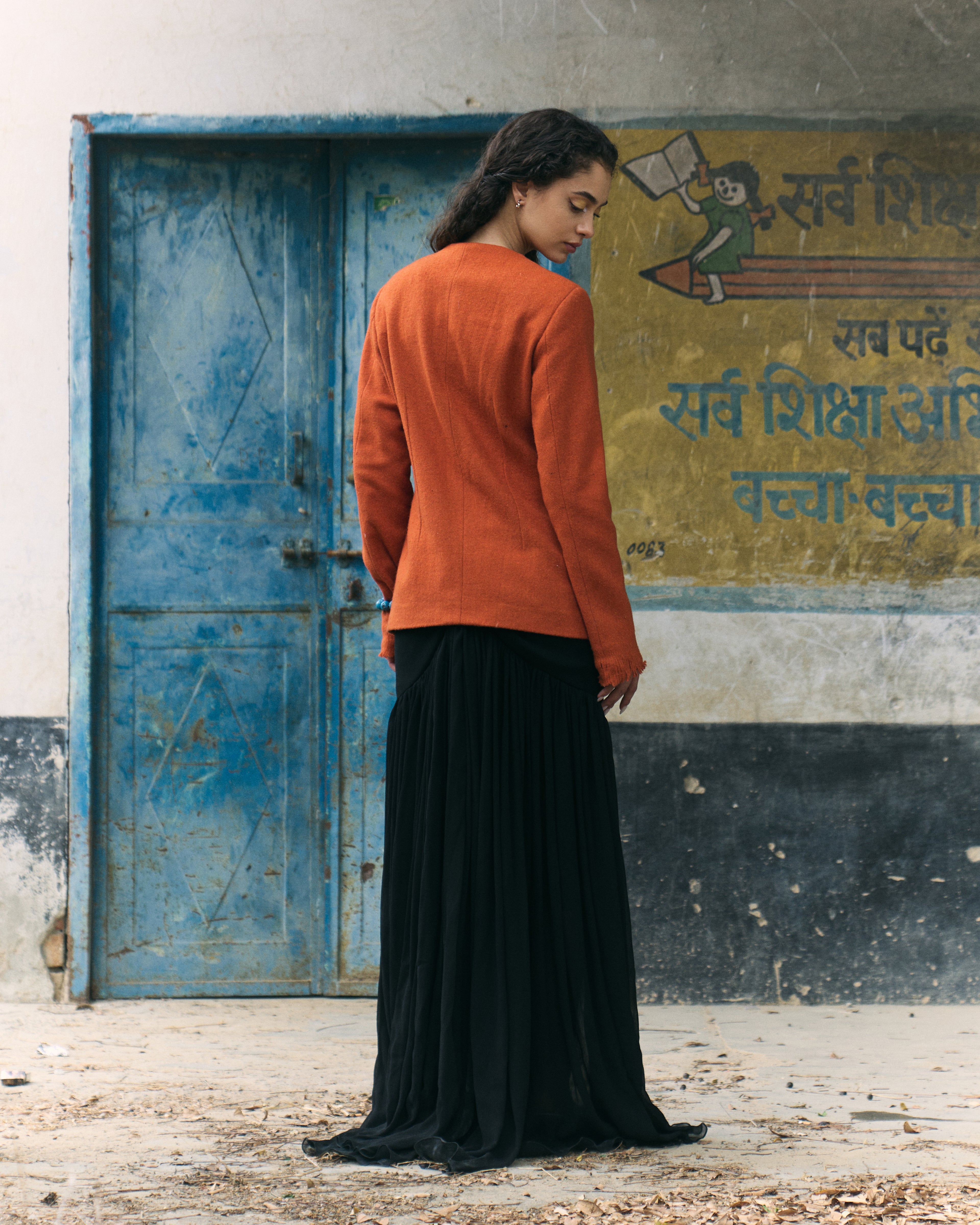 Black Chiffon Long Skirt 