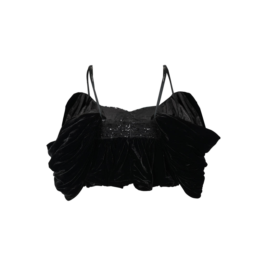 Black Velvet Embroidered Top