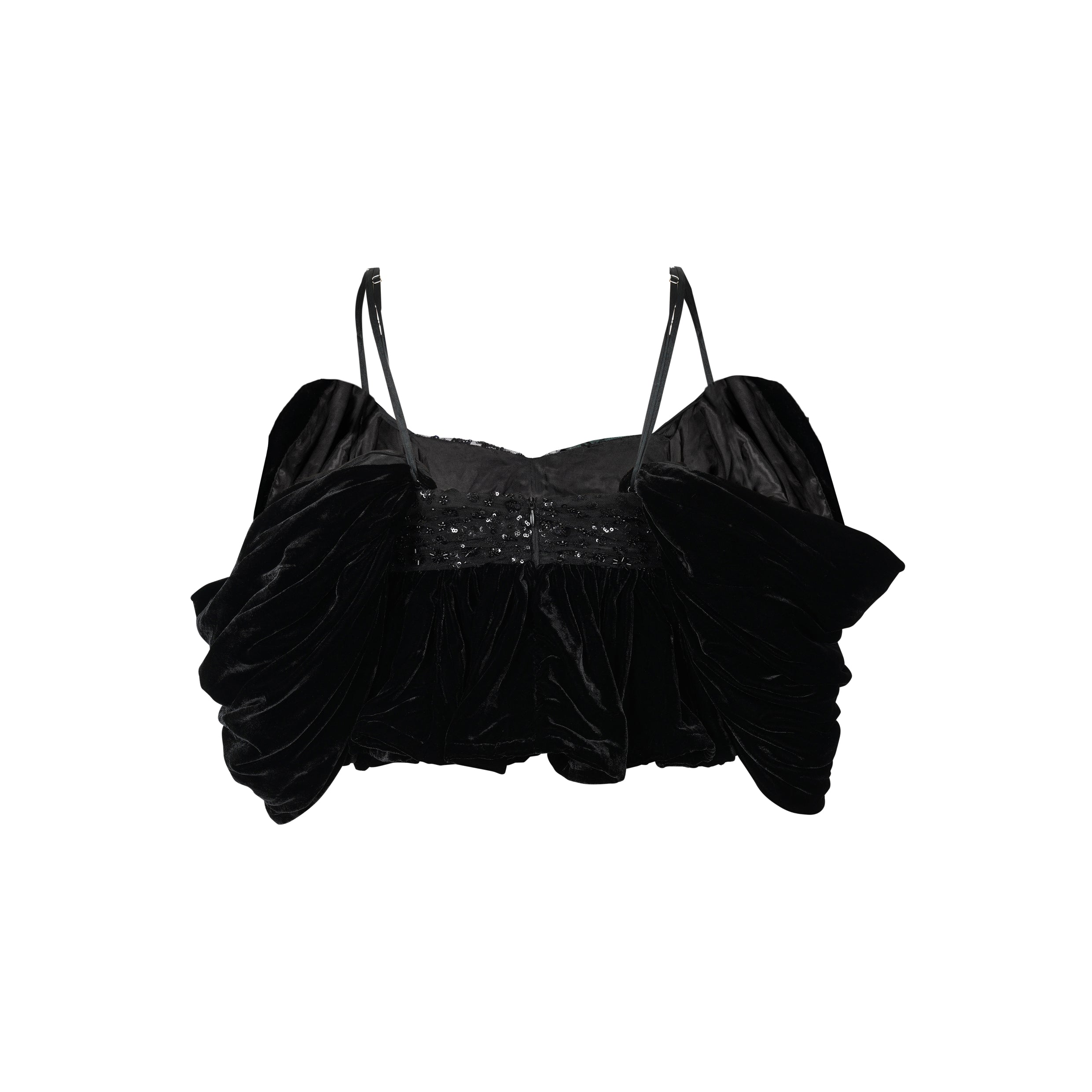 Black Velvet Embroidered Top