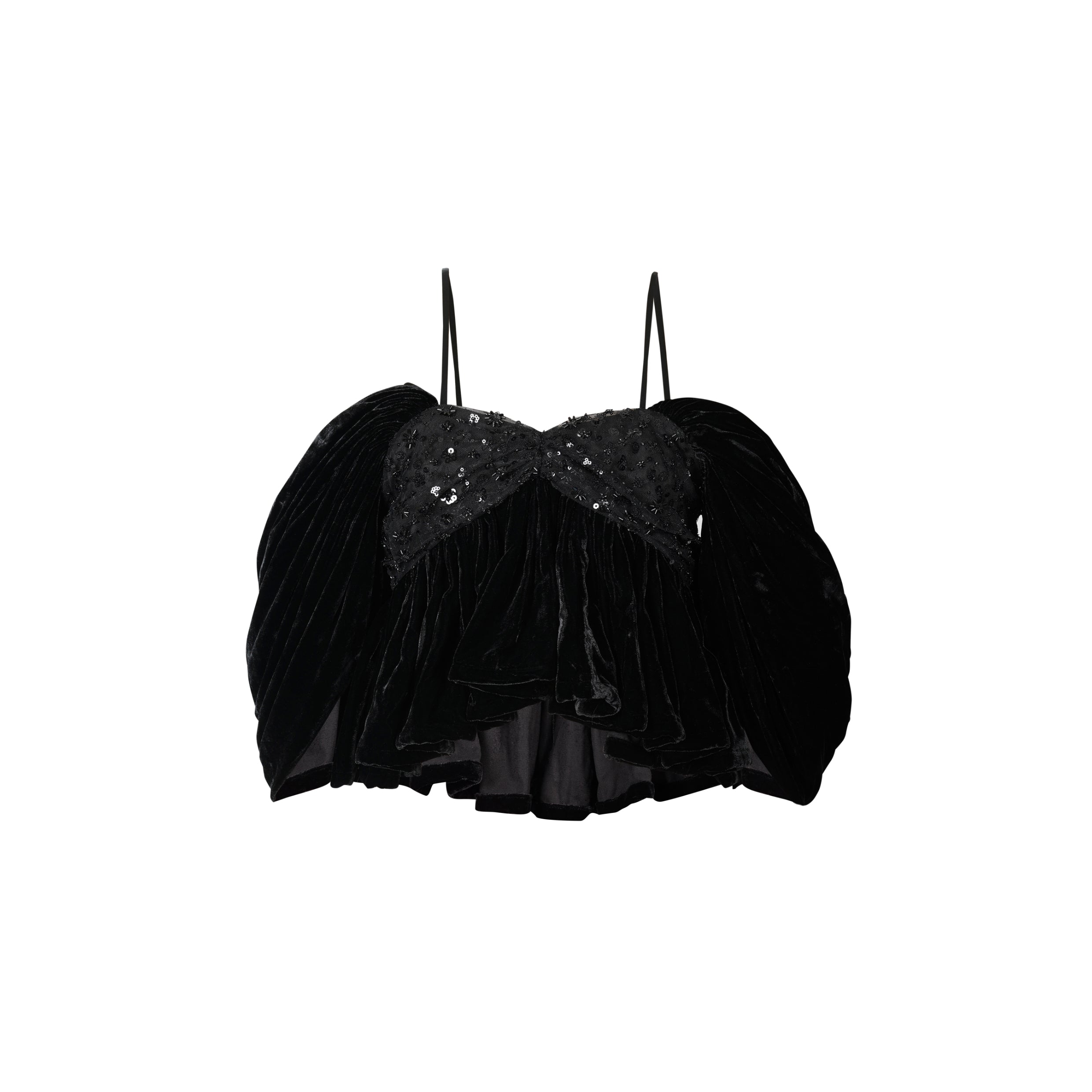 Black Velvet Embroidered Top