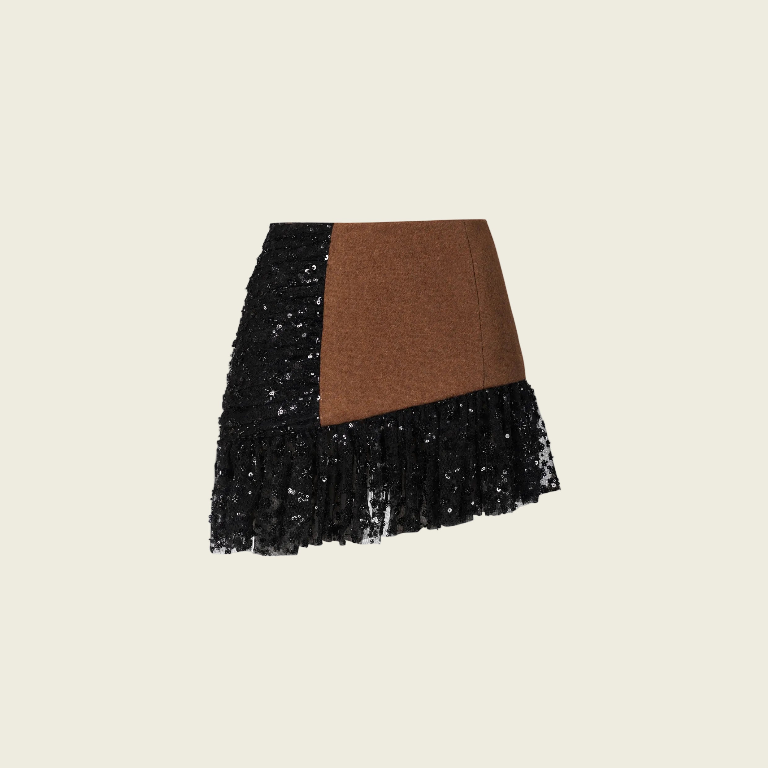 Khadi Wool Embroidered Mini Skirt 