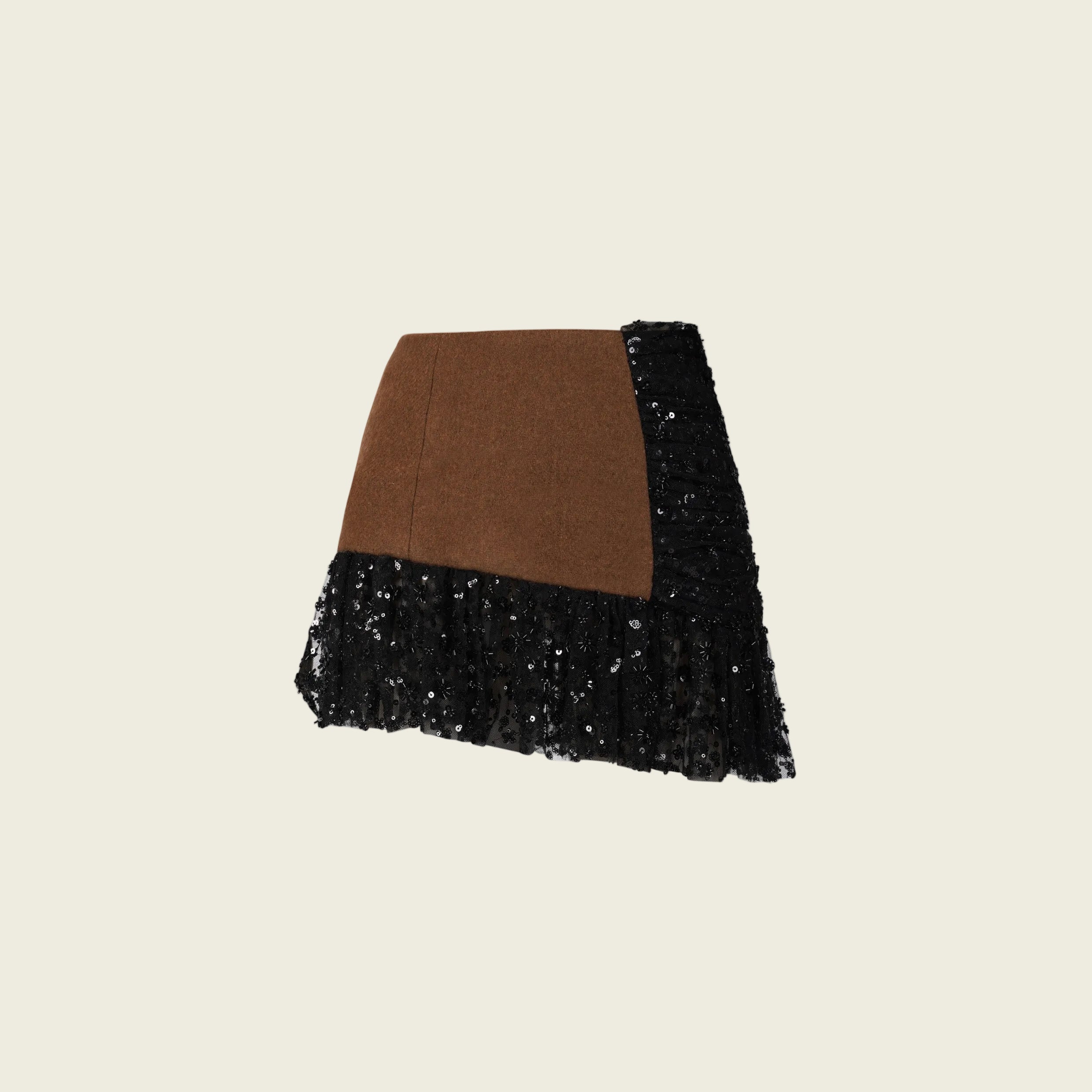 Khadi Wool Embroidered Mini Skirt 