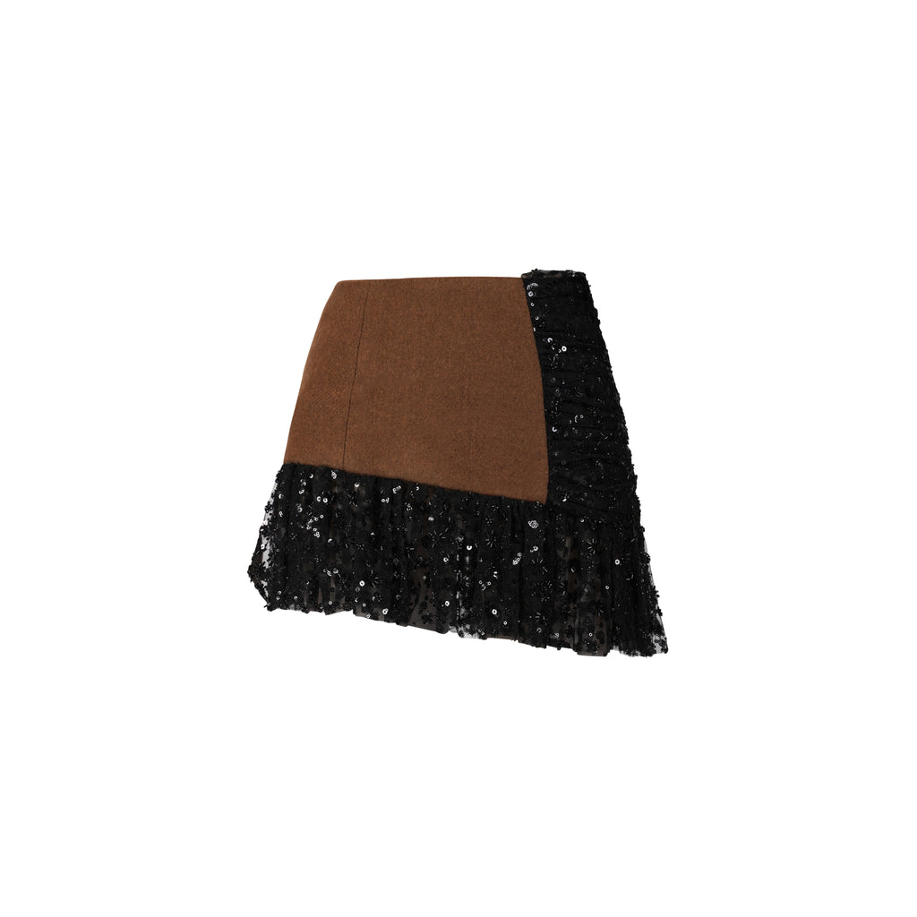 Khadi Wool Embroidered Mini Skirt