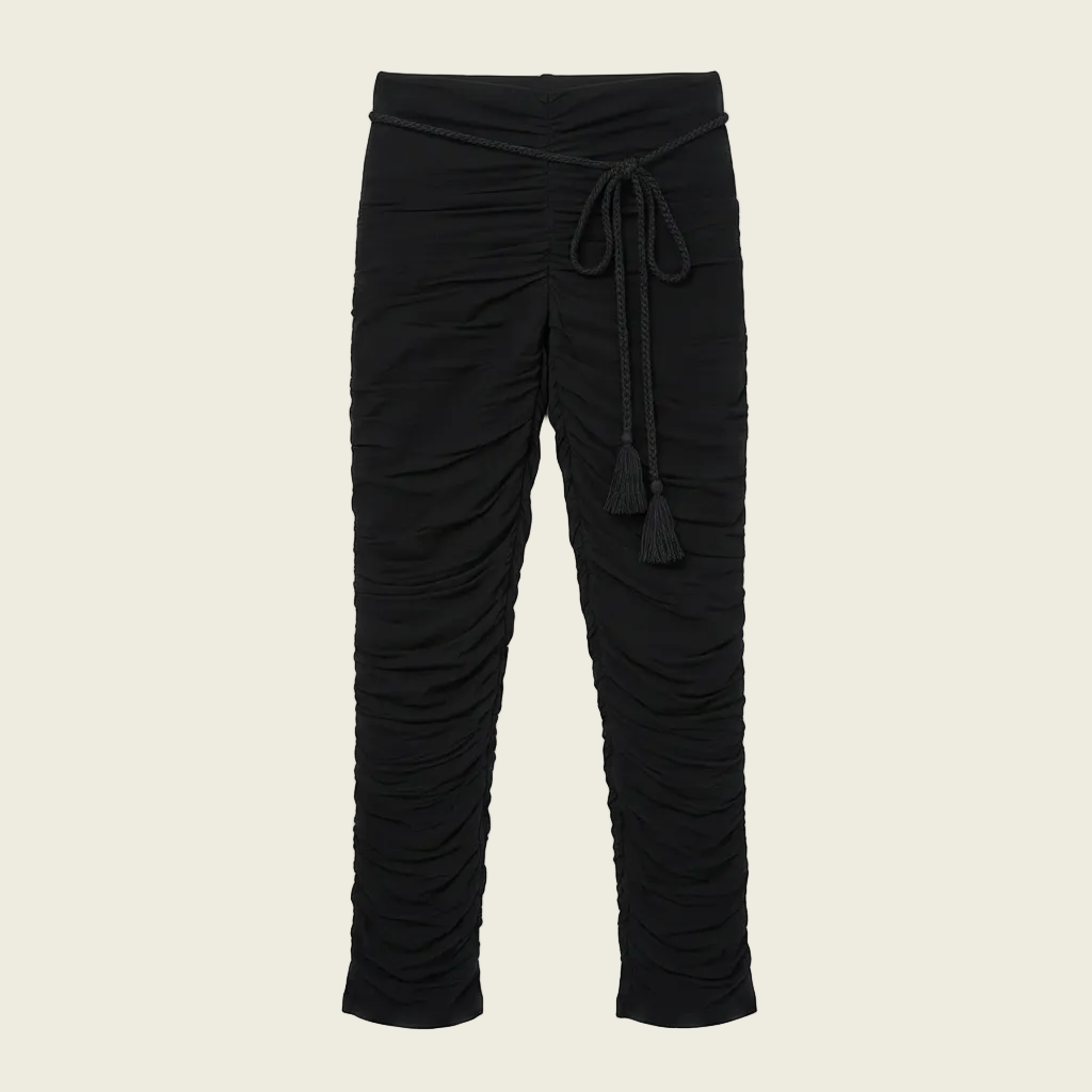 Black Ruched Capri Trousers
