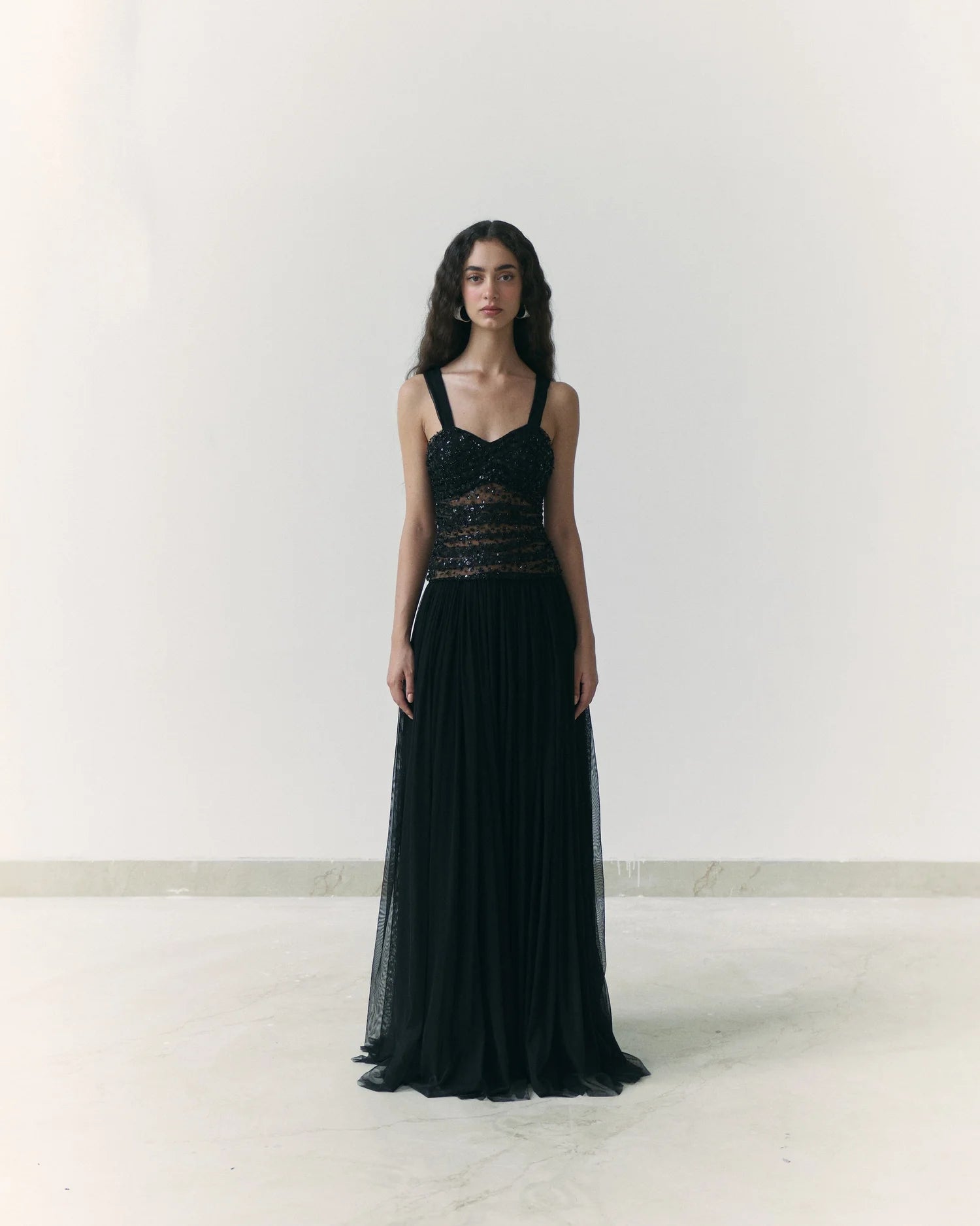 Embroidered Black Gown