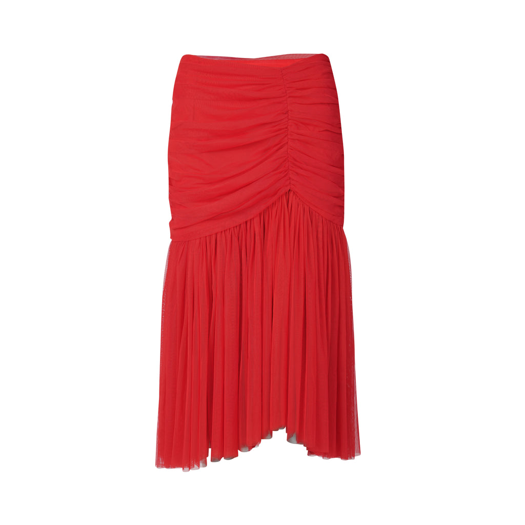 Red Gathered Skirt
