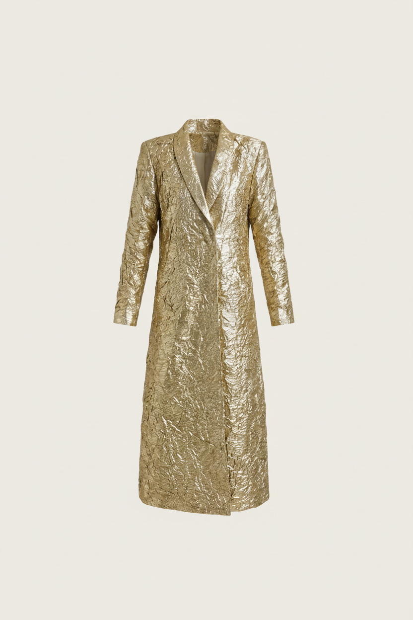 Crushed Tissue Coat in Gold