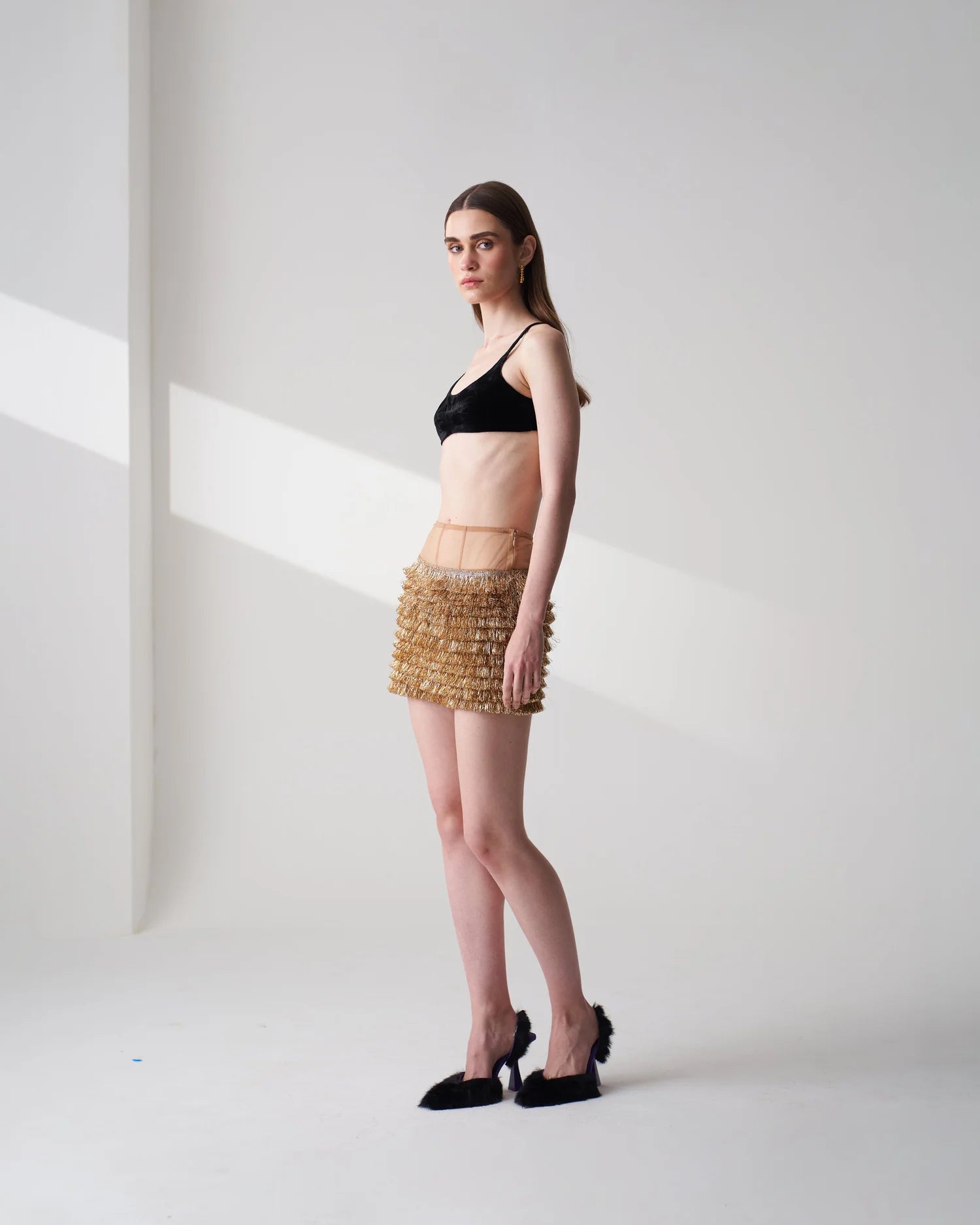 Golden Kiran Mini Skirt Black Velvet Bralette