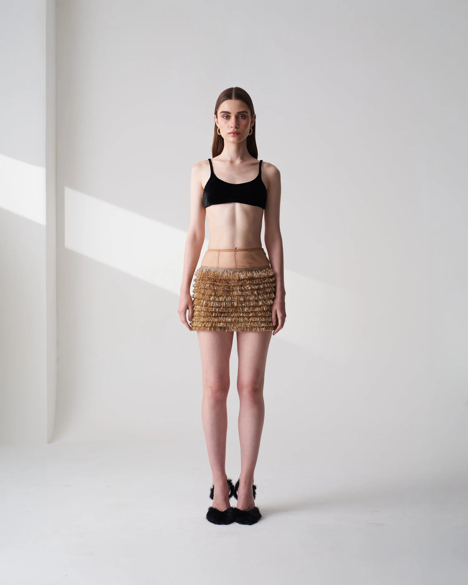 Golden Kiran Mini Skirt Black Velvet Bralette