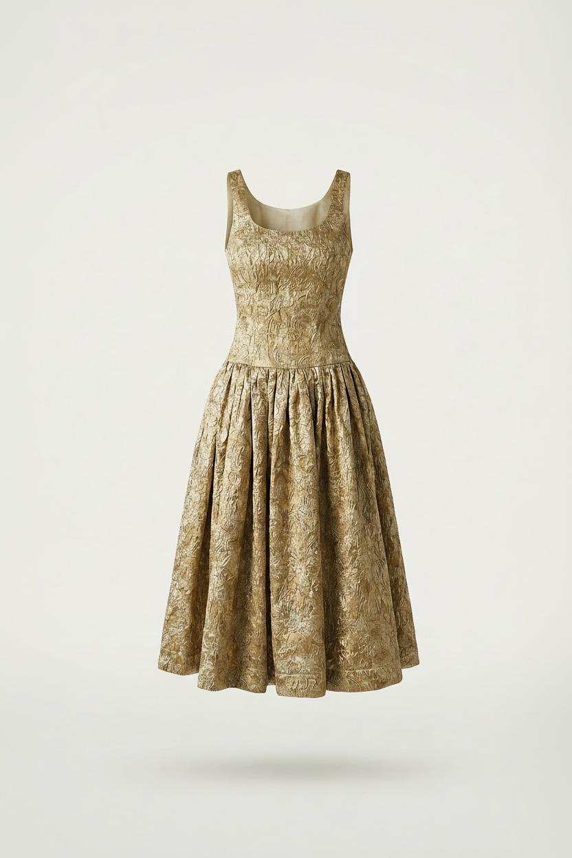 golden globes red dress 2025 Golden Midi Dress – SZABO SIHAG
