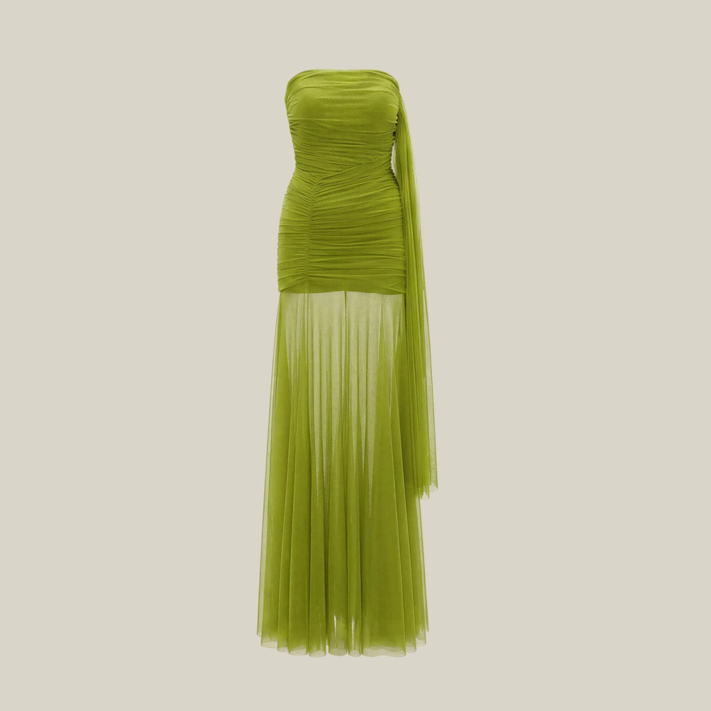 Green draped dupatta dress