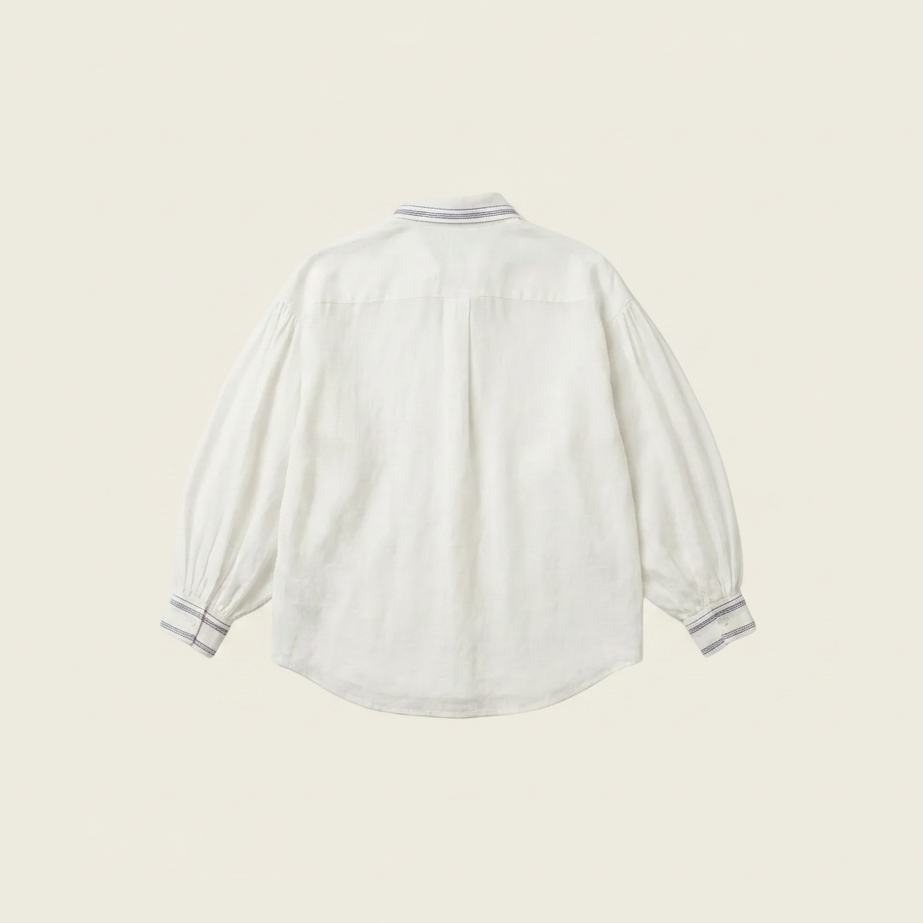 Handwoven cotton shirt with ballon sleeves