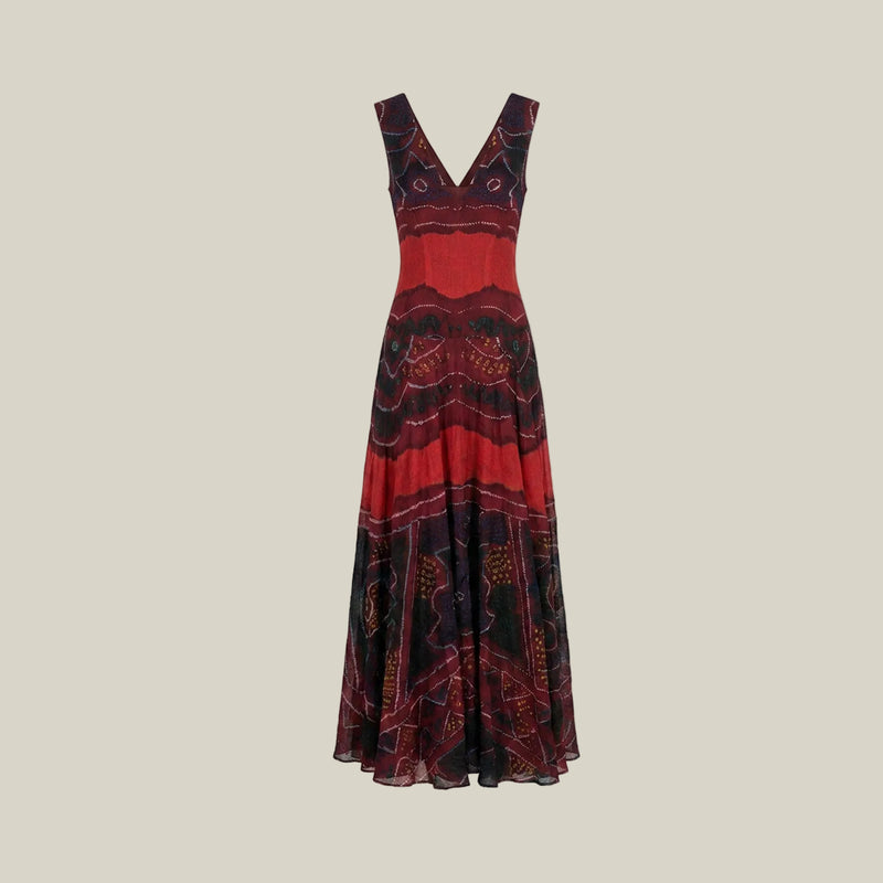 Handwoven cotton maxi dress v neck