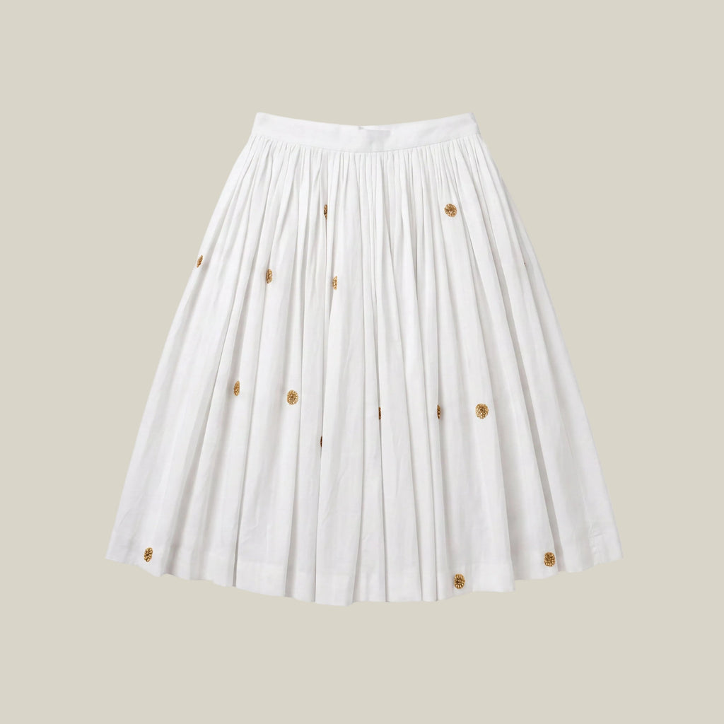 handwoven cotton white bijiya skirt