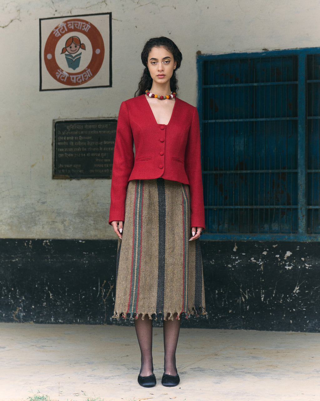 Handwoven Stripy Wool Skirt