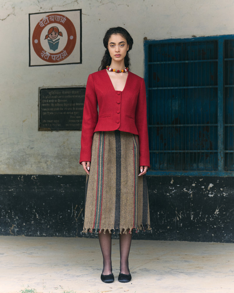 Handwoven Stripy Wool Skirt
