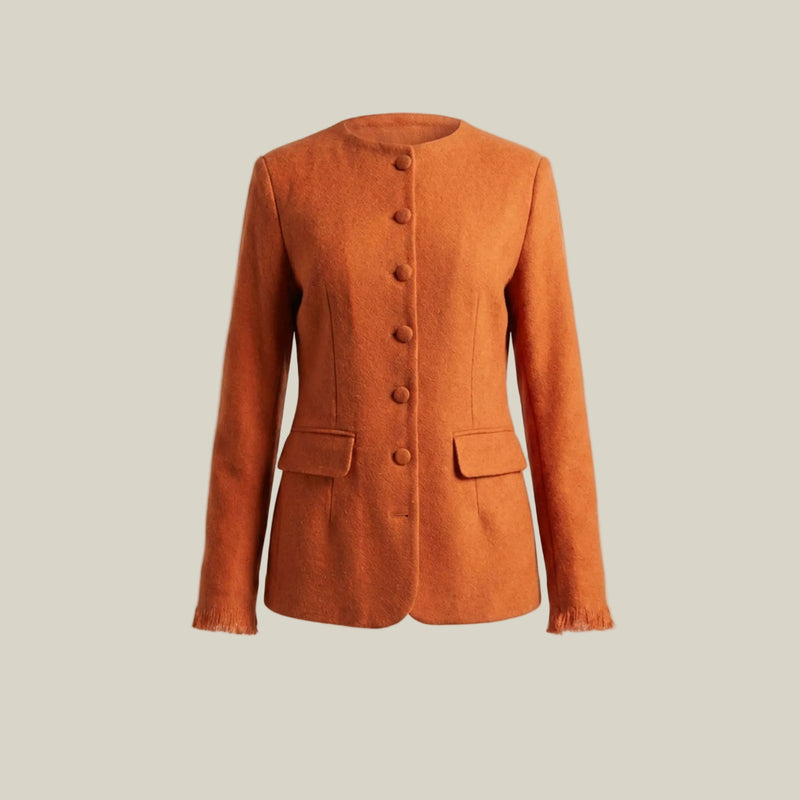 Handwoven Khadi Wool Orange Jacket