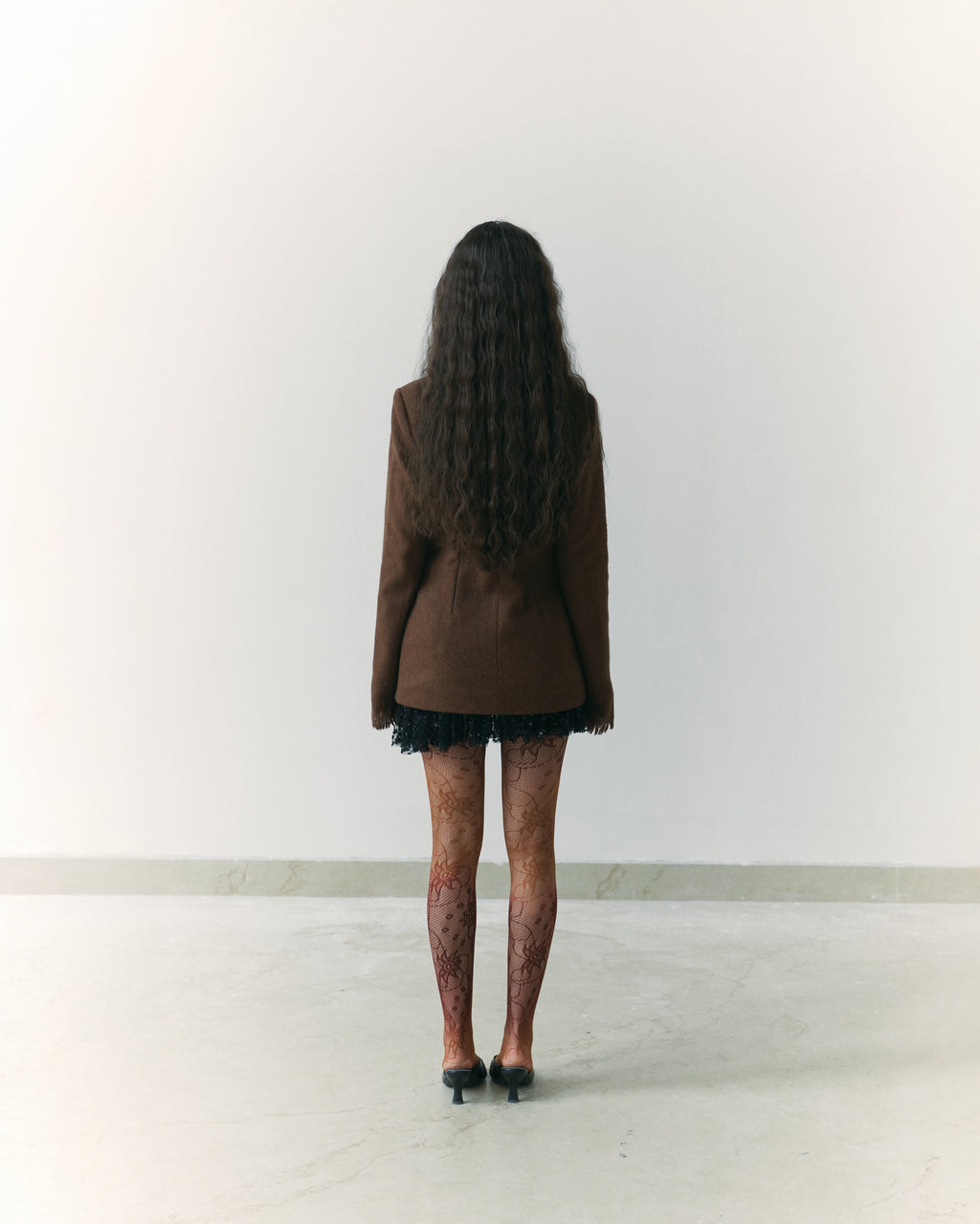 Khadi Wool Embroidered Mini Skirt Handwoven Brown Khadi Wool Jacket