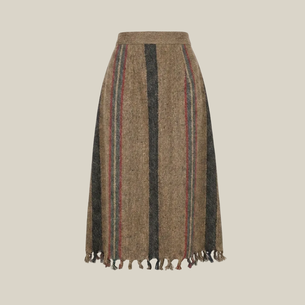 Handwoven Stripy Wool Skirt