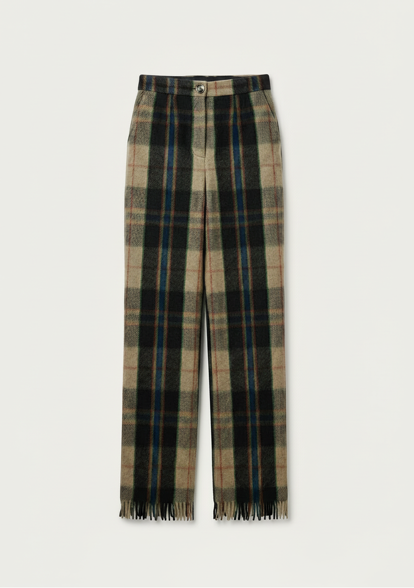 Khadi Kambal Fringe Wool Trousers